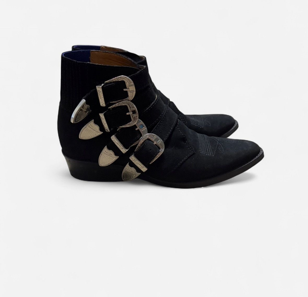 TOGA VIRILIS Black Suede Buckle Boots Size US 7 / EU 40 - 3 Thumbnail
