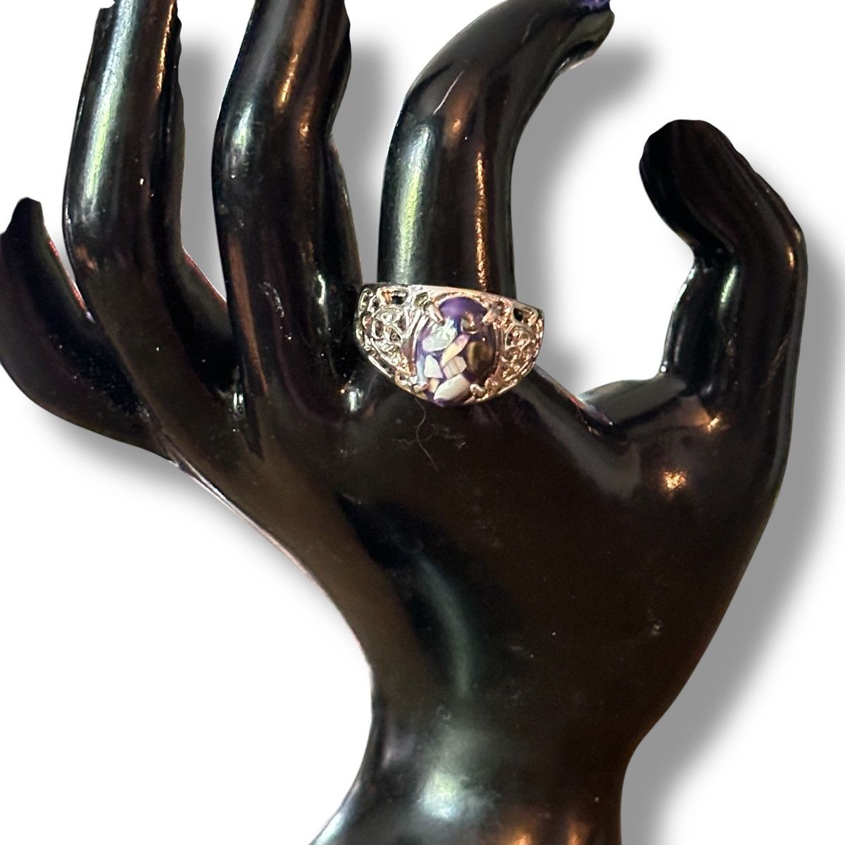 Other × Vintage Vintage Shuai jun purple abalone inlay stone ring Size ONE SIZE - 2 Thumbnail