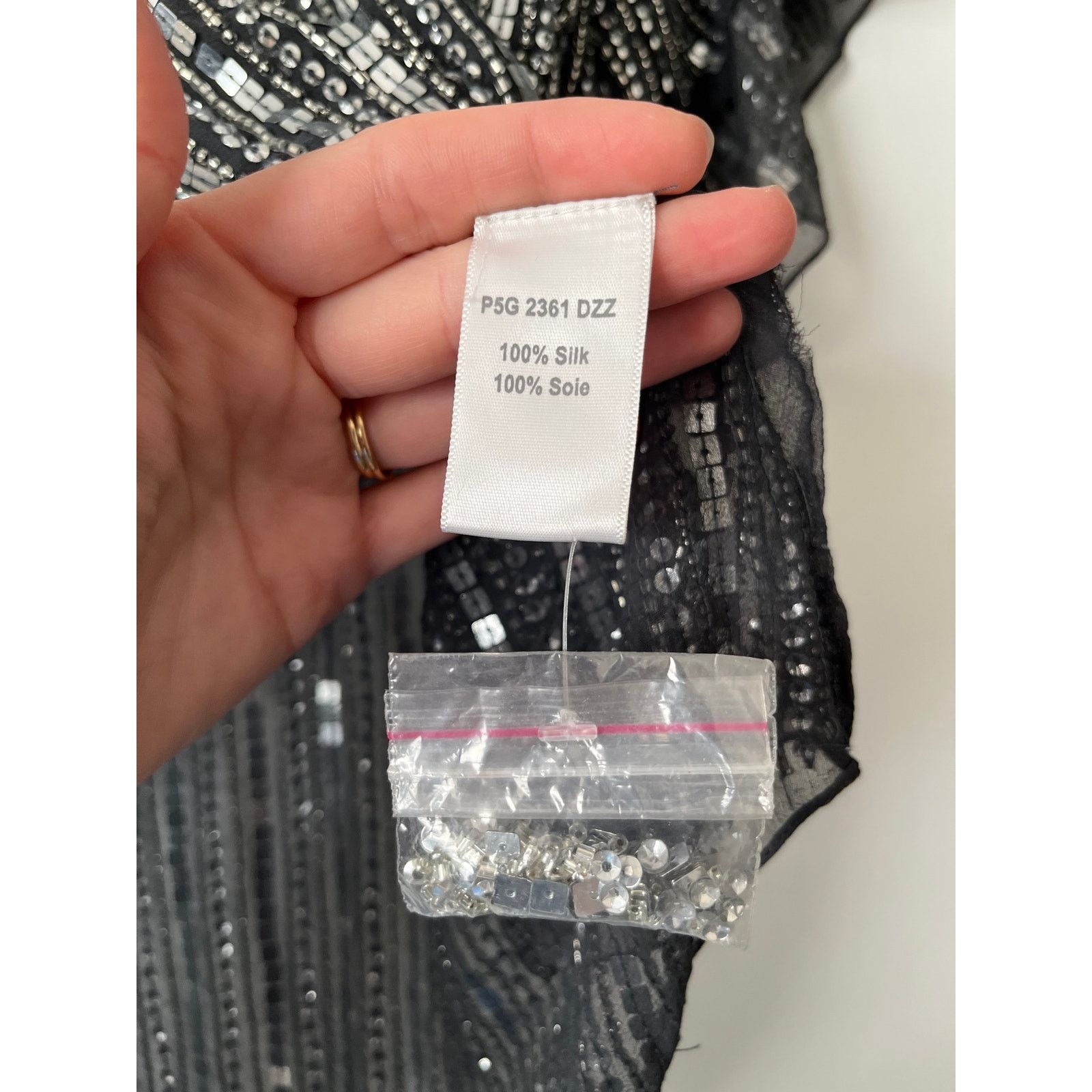 Parker Parker Sequin Beaded Silver Formal Blouse Sz XS Size XS / US 0-2 / IT 36-38 - 5 Thumbnail