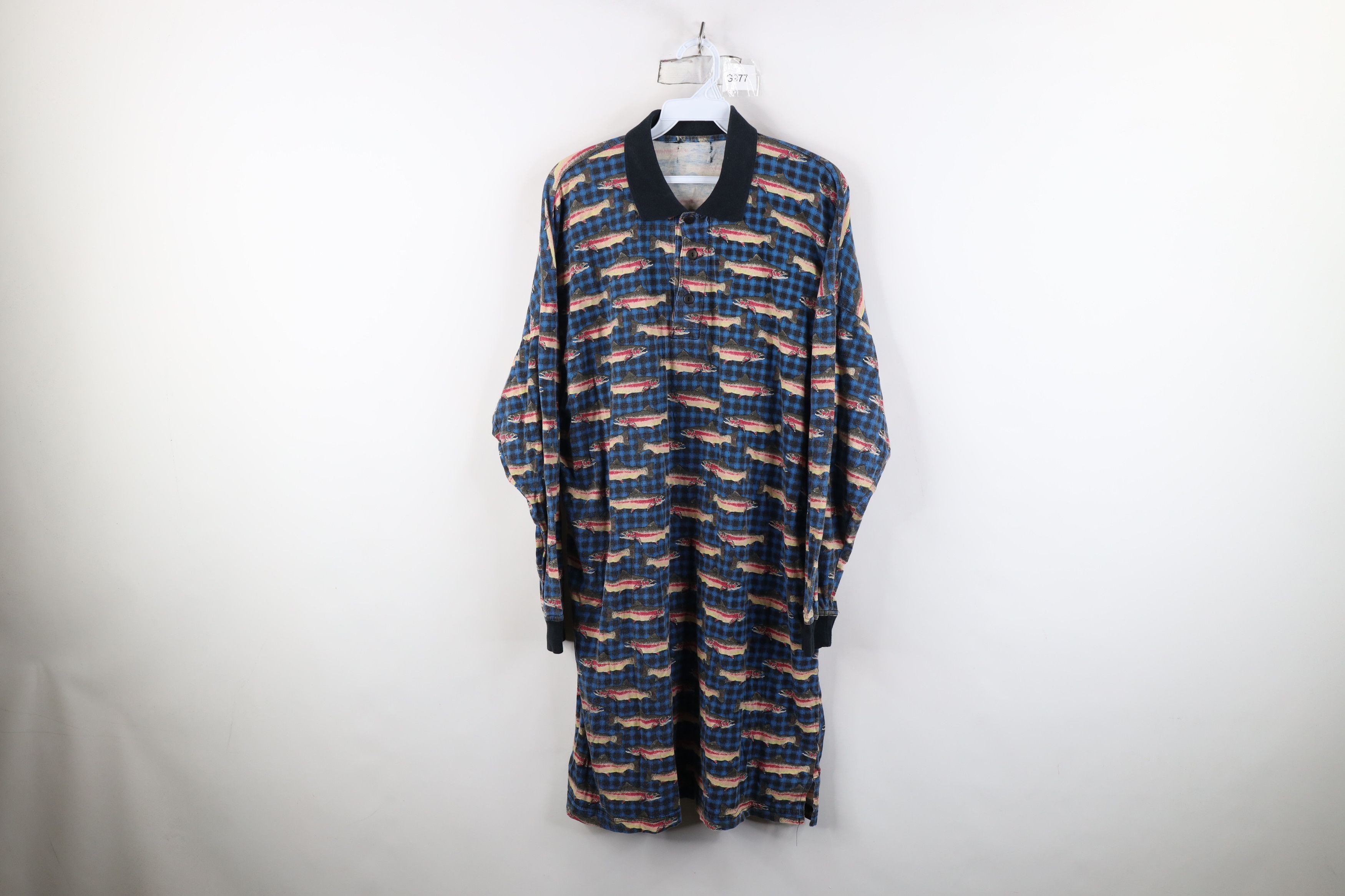 Vintage Vintage 90s Streetwear Fish All Print Night Sleep Gown Shirt Size XL / US 12-14 / IT 48-50 - 1 Thumbnail