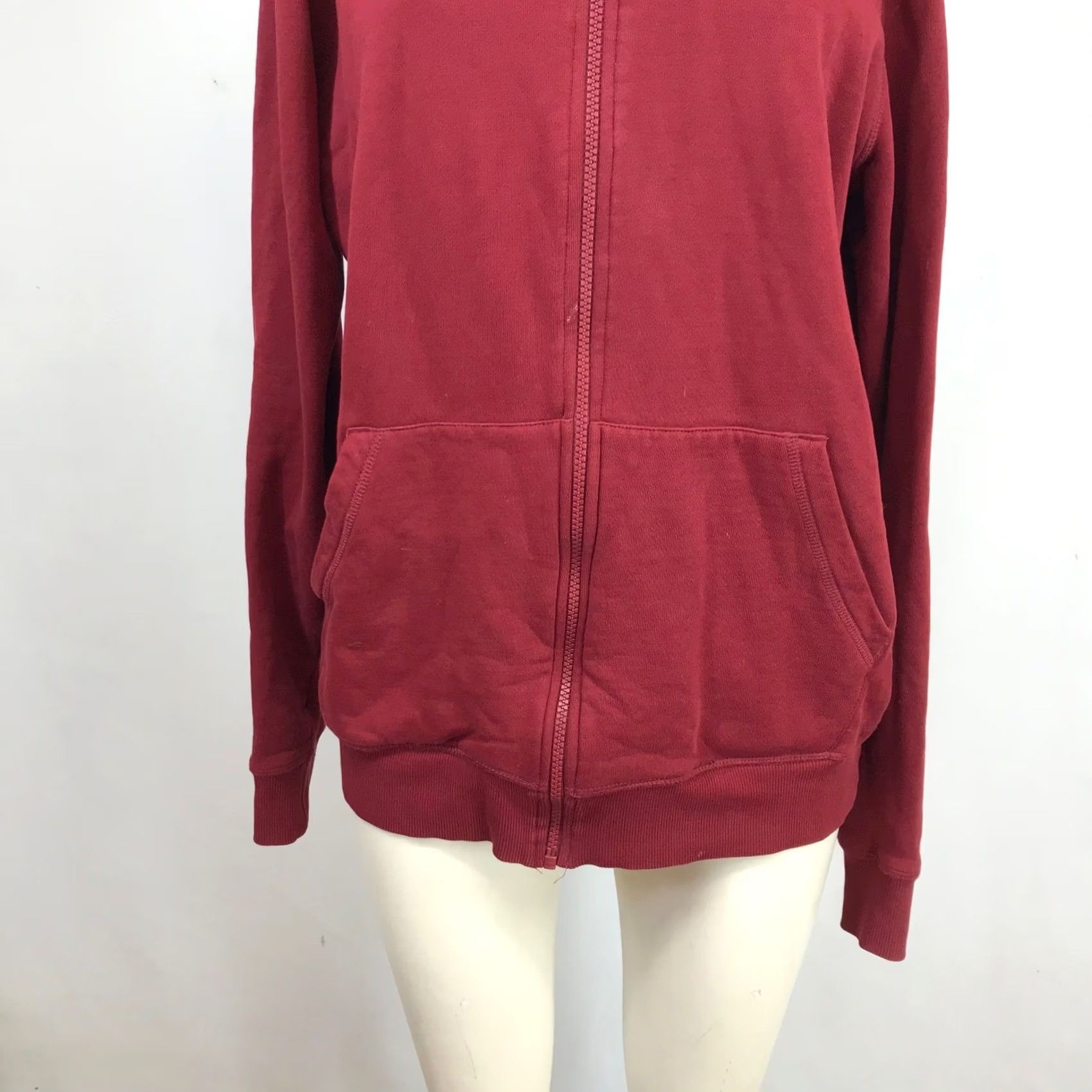 Vintage Pact Mens Full Zip Hoodie Burgundy Red Fleece Sweatshirt Size M Size US M / EU 48-50 / 2 - 3 Thumbnail