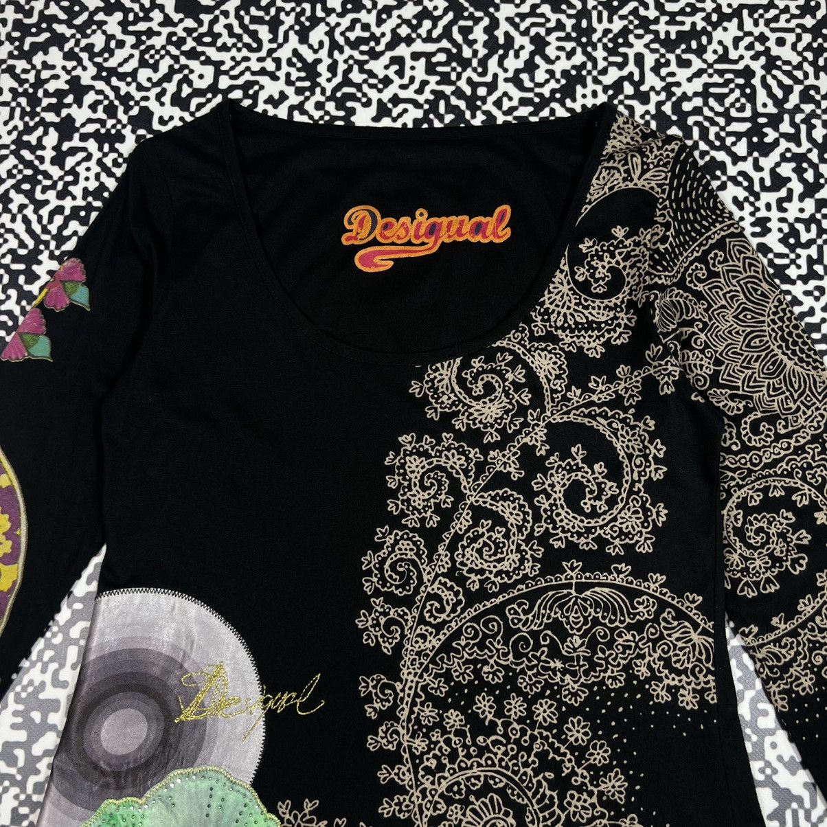 Desigual Vintage Y2K Desigual Floral Abstract Flared Mini Dress Size M / US 6-8 / IT 42-44 - 7 Thumbnail