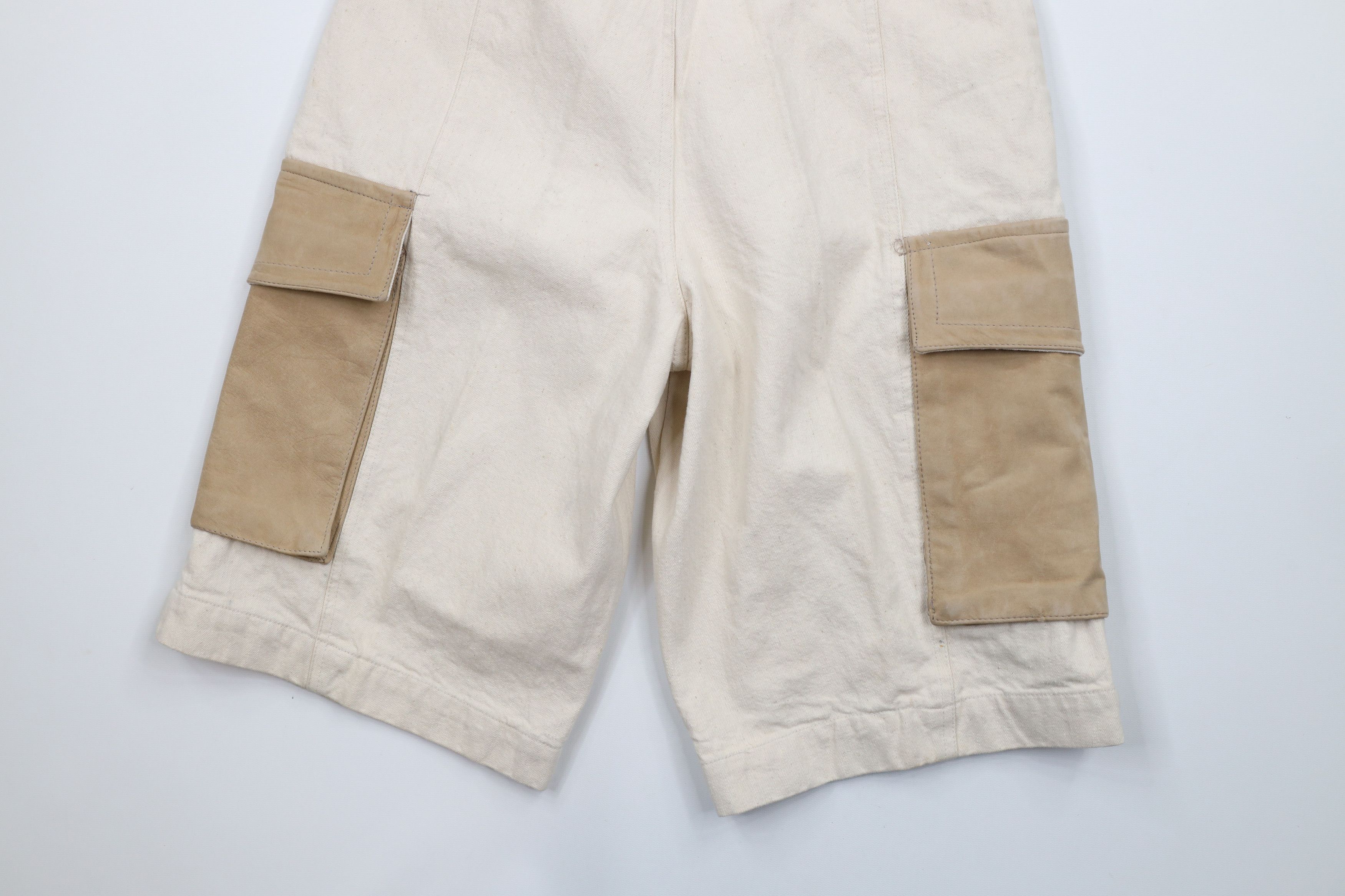 Vintage Deadstock Vintage 90s Streetwear Leather Denim Cargo Shorts Size US 29 - 12 Thumbnail