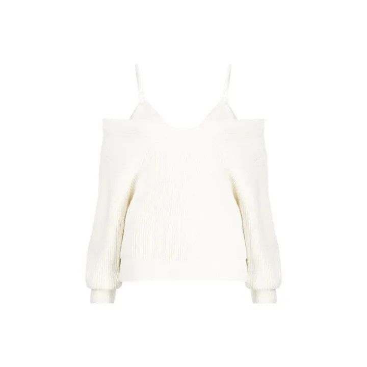Alexander Wang Alexander Wang White Satin Knit Sweater 0079 Size S / US 4 / IT 40 - 1 Thumbnail