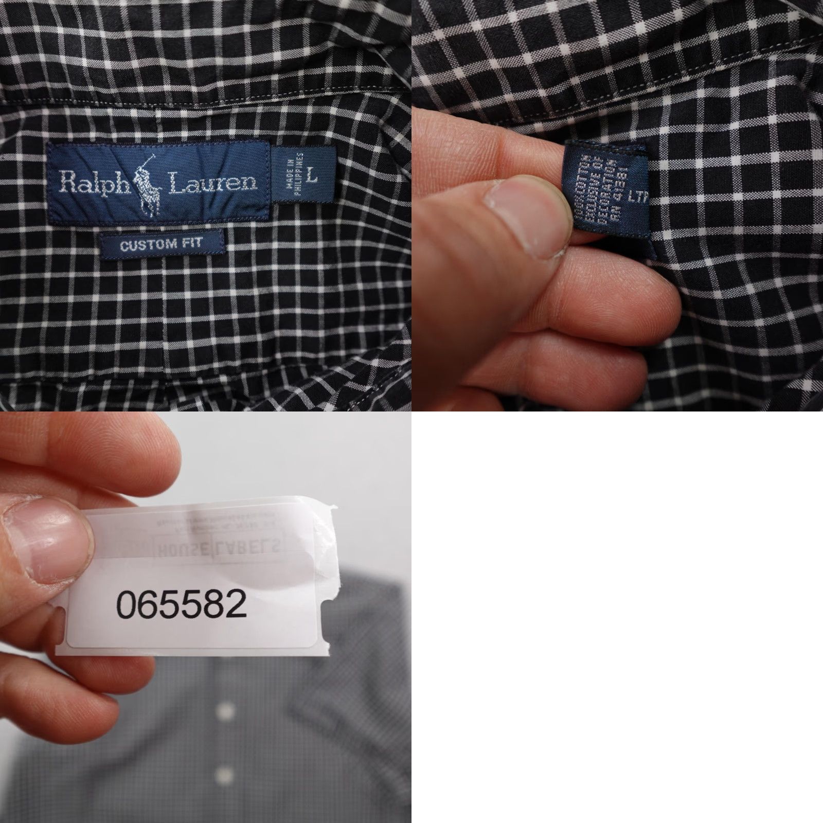Ralph Lauren VINTAGE Ralph Lauren Shirt Men Large Black White Check Button-Up Custom Fit Pony Size US L / EU 52-54 / 3 - 8 Thumbnail