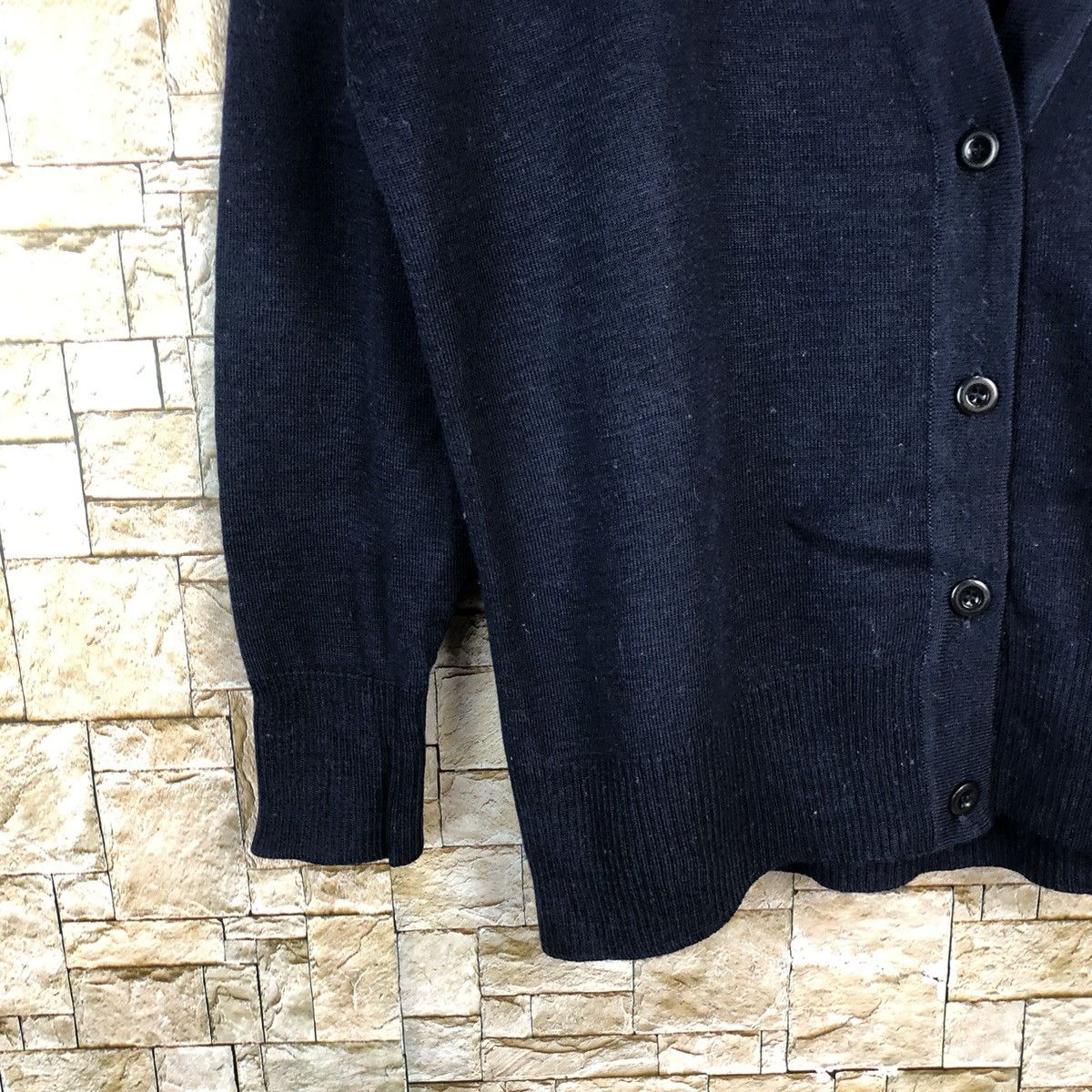 Homespun Knitwear × Japanese Brand Nagaileben Dark Blue Cardigan Knitwear #A856 Size US M / EU 48-50 / 2 - 6 Thumbnail