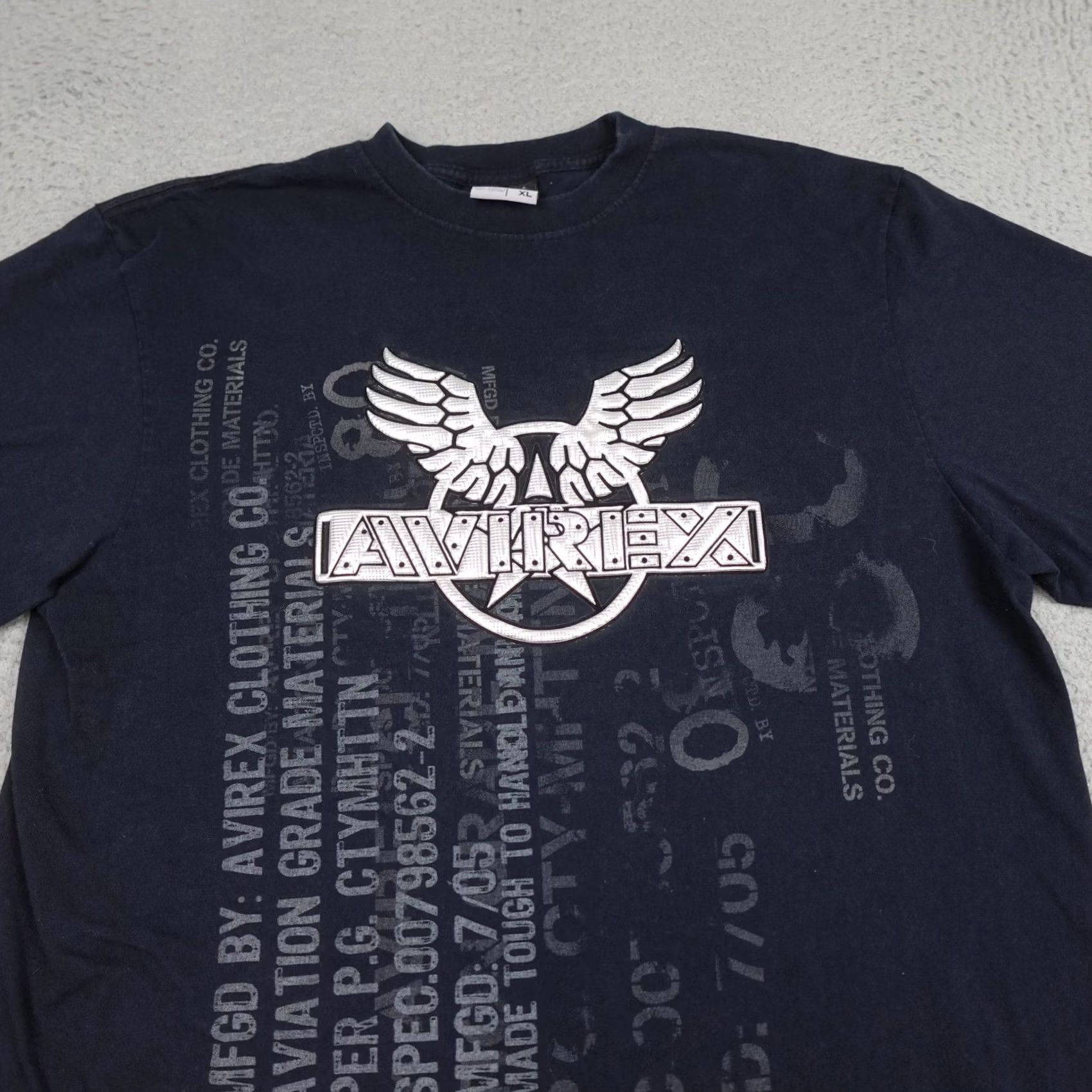 Avirex VINTAGE Avirex Shirt Mens XL Black Graphic Wings Logo Aviation Puff Print Y2K 90s Size US XL / EU 56 / 4 - 3 Thumbnail