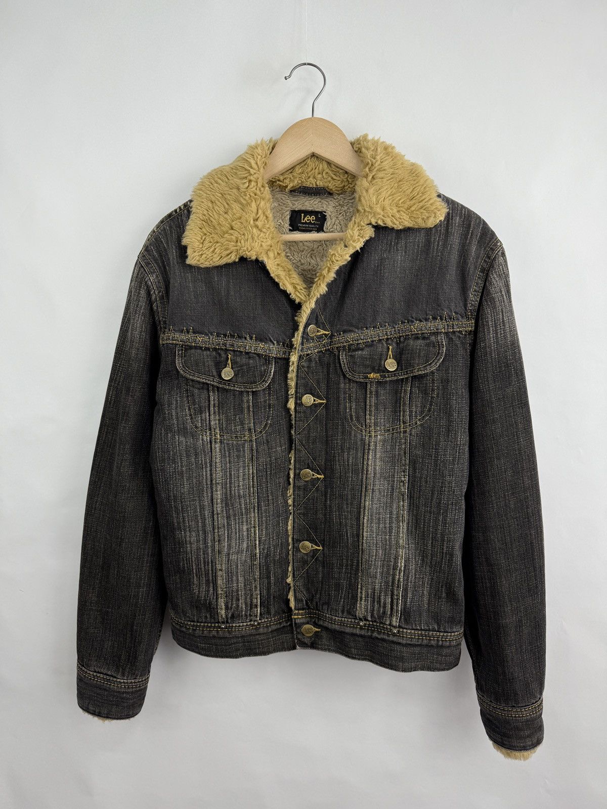 Lee 🇺🇸 Vintage 90s Lee Riders Kansas Sherpa Furry Slim Jacket Y2K Size US L / EU 52-54 / 3 - 3 Thumbnail