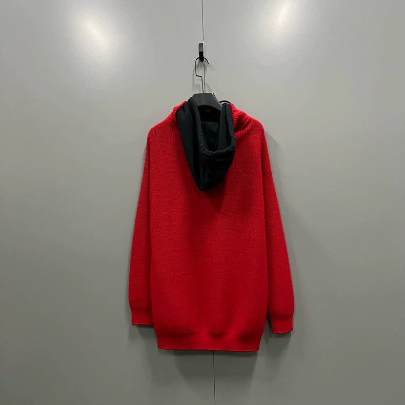 Balenciaga Balenciaga Red Knit Hoodie Size US XS / EU 42 / 0 - 2 Thumbnail