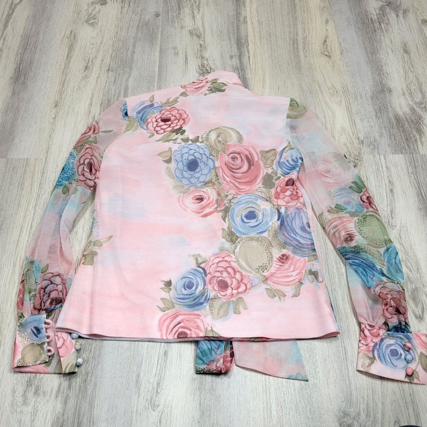 Vintage Vtg Parade Womens Shirt Size S Pastel Garden Roses Sheer Long Sleeve Blouse Pink Blue 8 Vintage Style Womens Size M / US 6-8 / IT 42-44 - 7 Thumbnail
