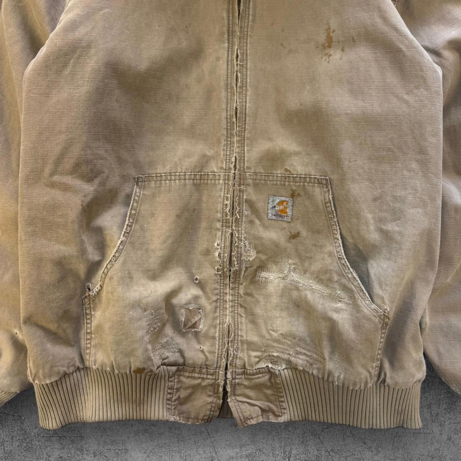 Carhartt Tan Distressed Carhartt Hooded Jacket Size US L / EU 52-54 / 3 - 3 Thumbnail
