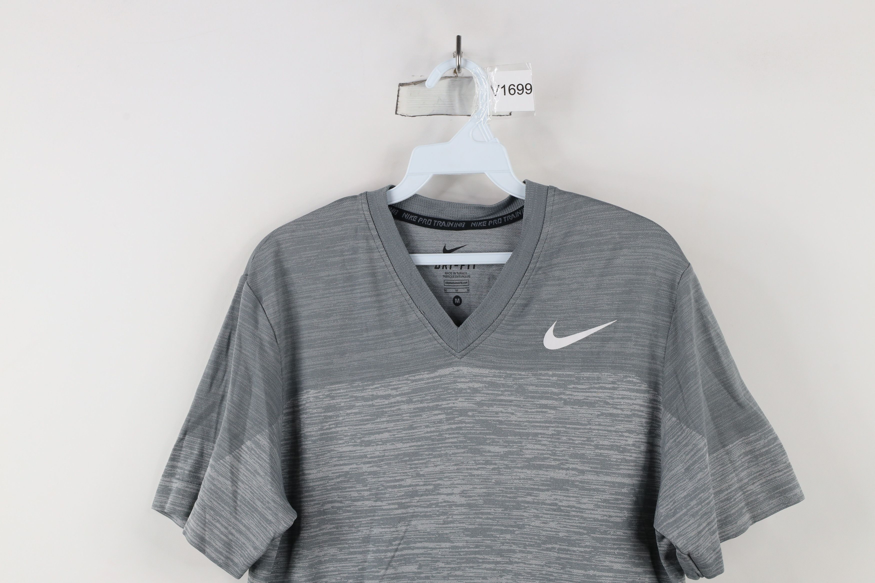 Nike × Vintage Nike Pro Training Block Knit Running Gym V-Neck T-Shirt Gray Size US M / EU 48-50 / 2 - 2 Thumbnail