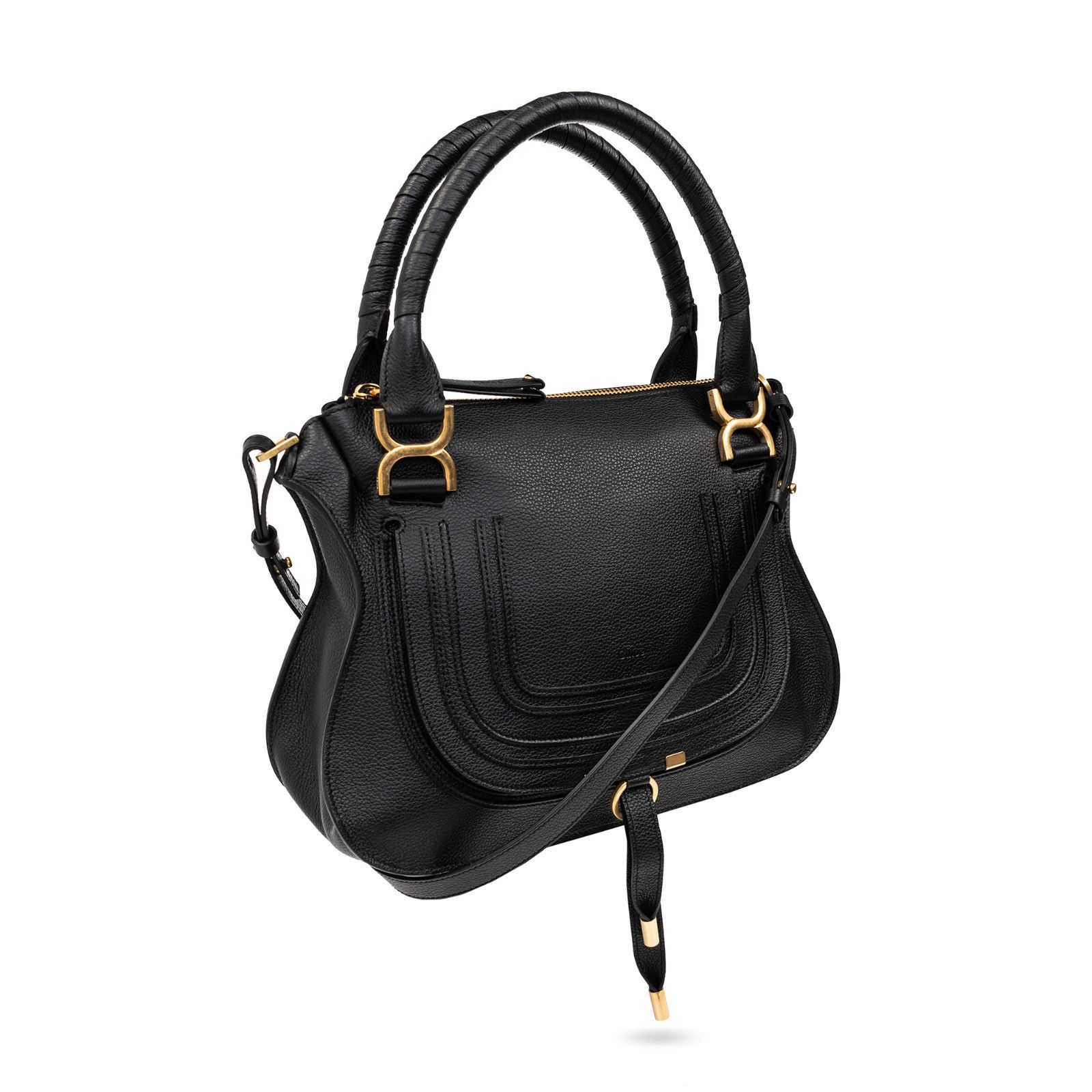 Chloe Chloe Medium Hobo Black Grained Leather Shoulder Bag New & A Size ONE SIZE - 3 Thumbnail