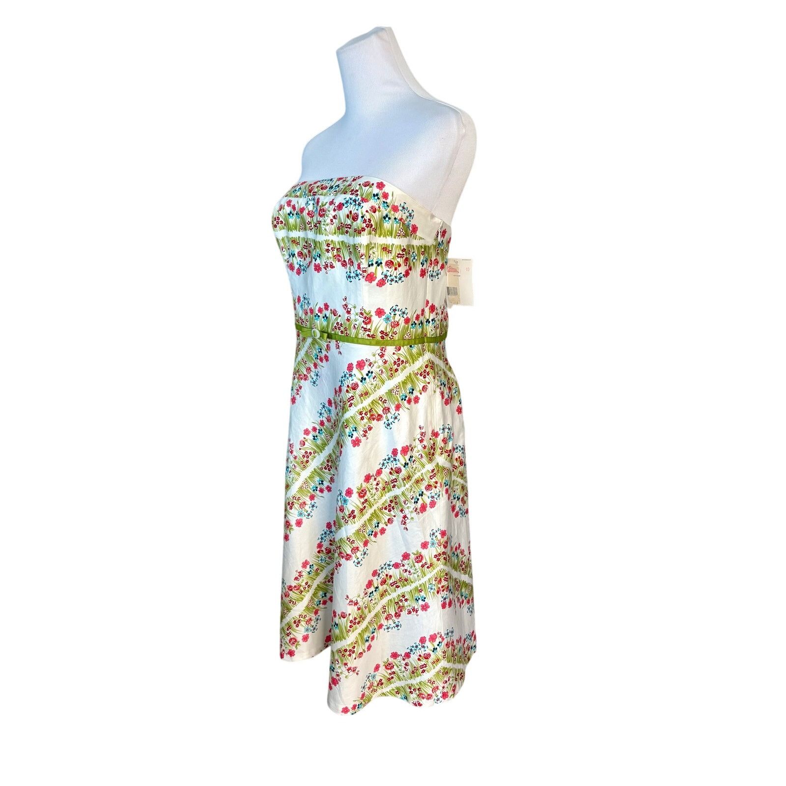 Other Liz Claiborne Spring Parade Strapless A-line Dress 10 White Size L / US 10 / IT 46 - 3 Thumbnail