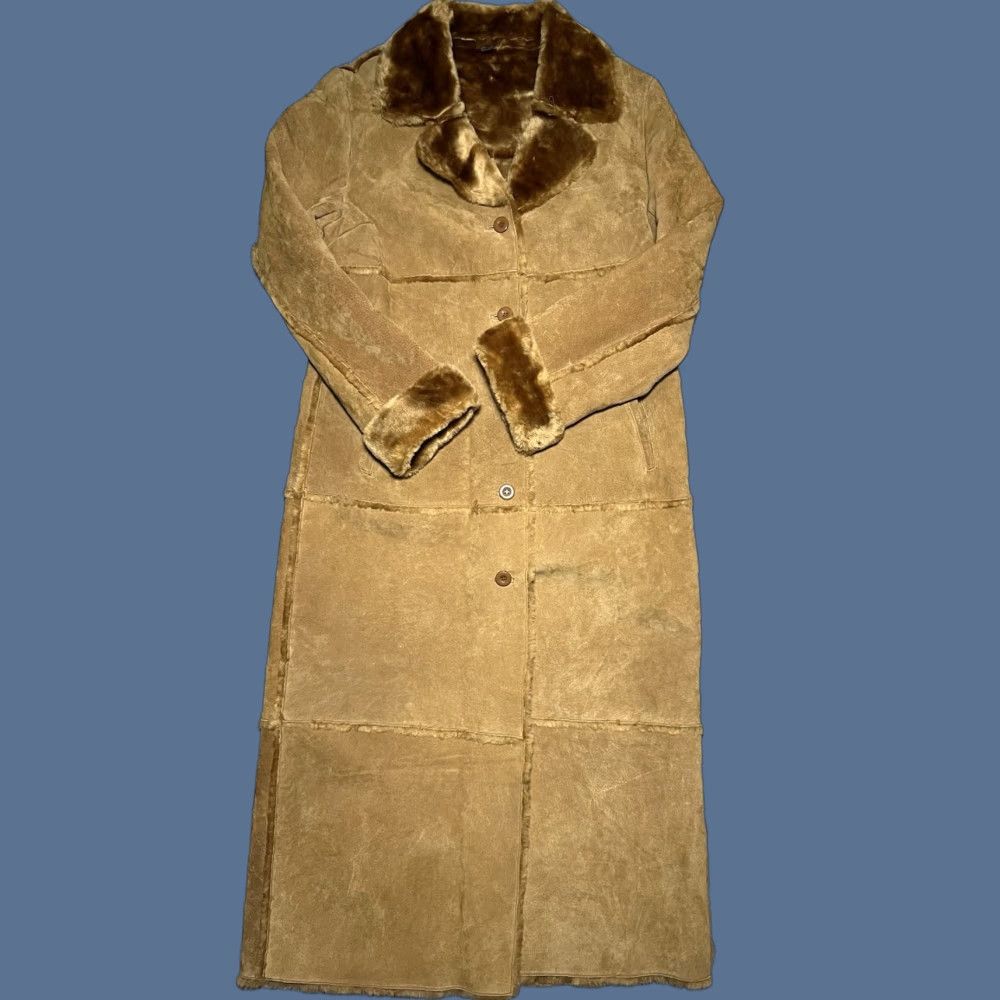 Vintage Brandon Thomas Women's Tan Suede Leather Trench Coat SOFT Faux Fur Lined L Size L / US 10 / IT 46 - 1 Thumbnail