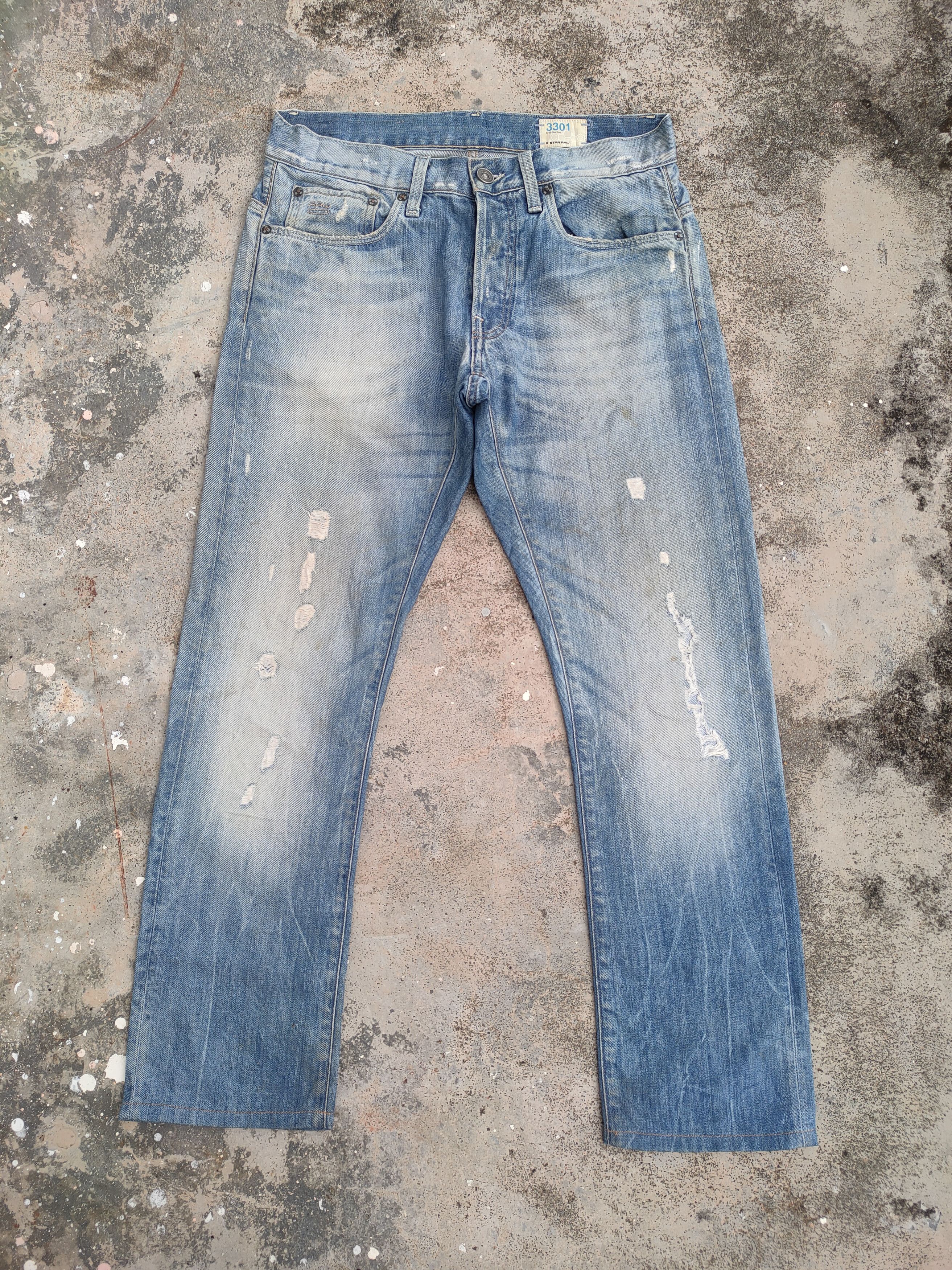 G-Star VINTAGE G RAW RIPPED FADED DENIM JEAN PANTS Size US 33 - 3 Thumbnail