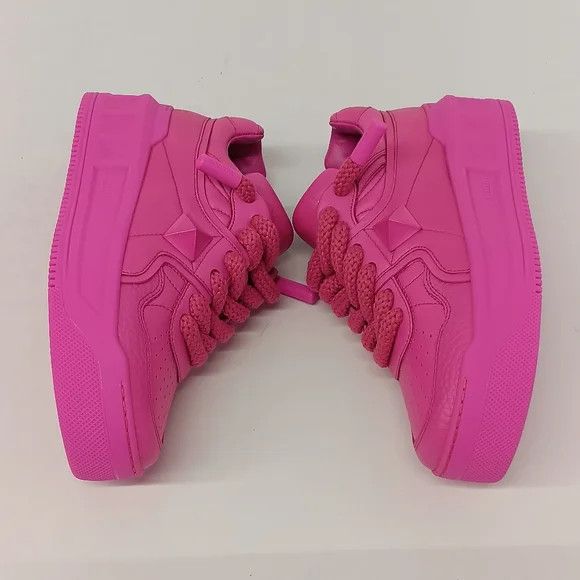 Valentino Valentino One Stud XL Fuchsia Leather Sneakers -EU37.5/US7.5 Size US 7.5 / IT 37.5 - 5 Thumbnail