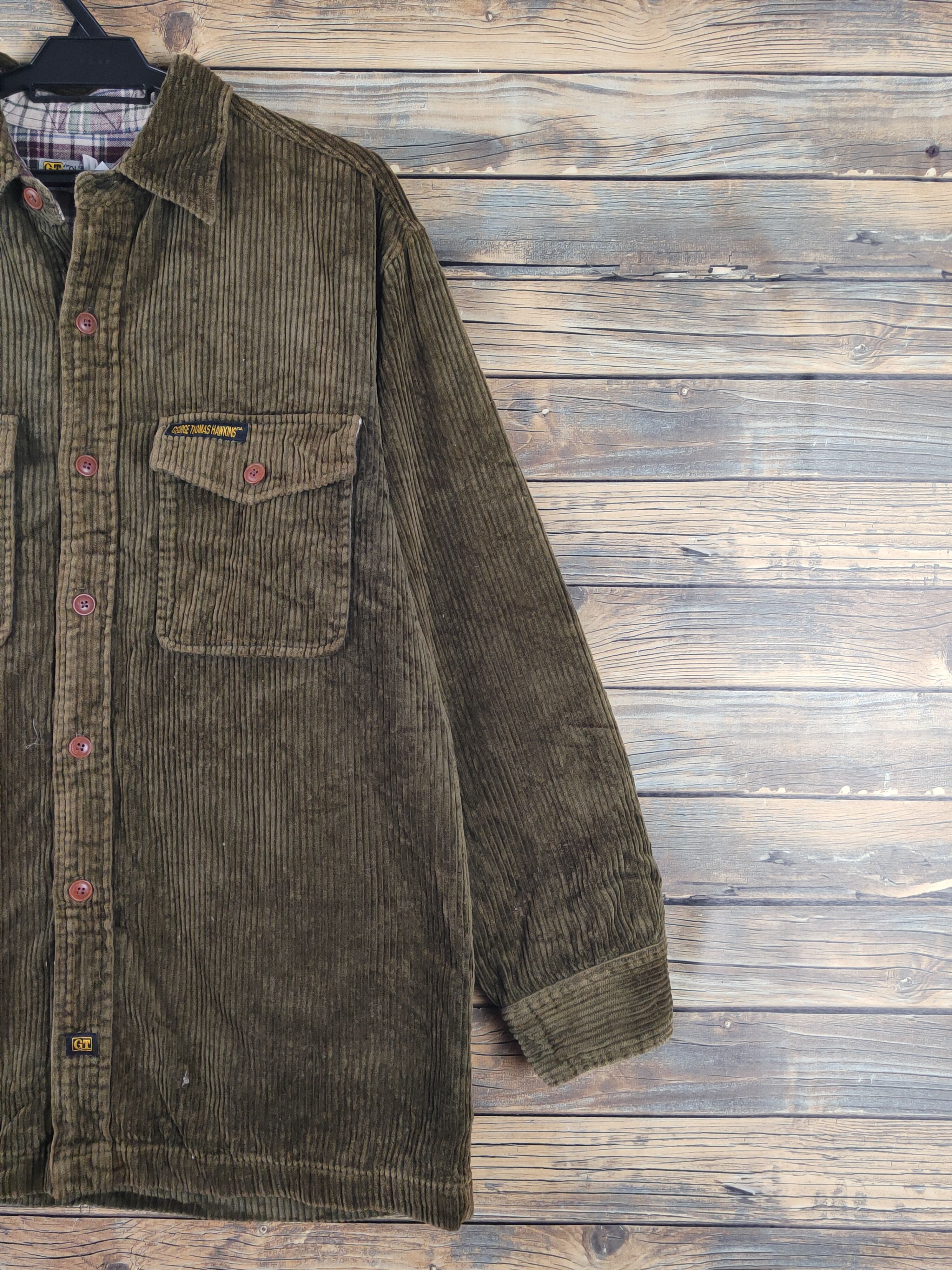 Vintage George Thomas Hawkins Olive Corduroy jacket #W1758 Size US M / EU 48-50 / 2 - 7 Thumbnail