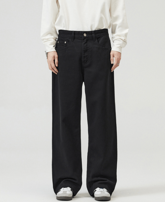 Japanese Brand Men's trendy all-match loose straight washed jeans Size US 32 / EU 48 - 1 Thumbnail