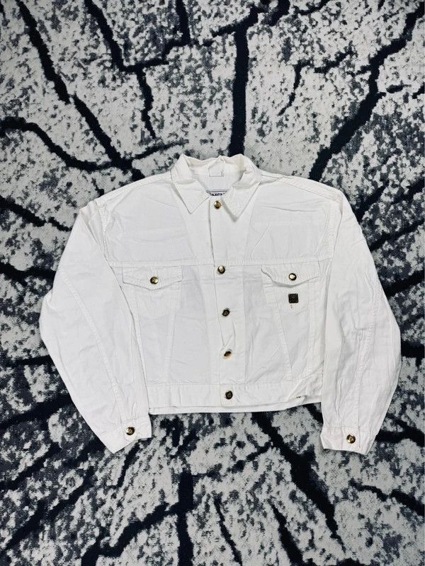 Vintage katana denim jacket MCM white colored L italy logo