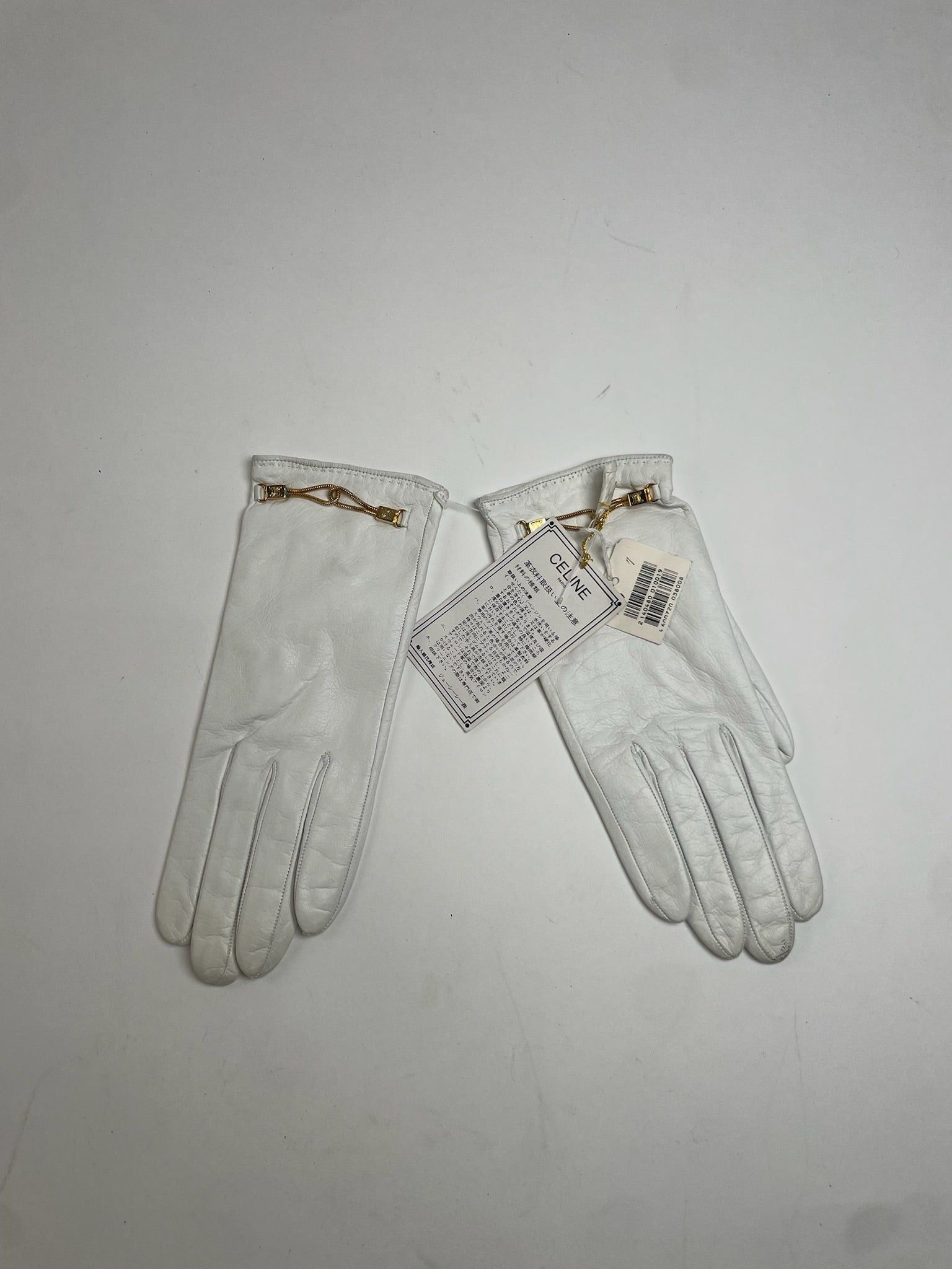Celine Vintage Paris Leather Gloves White Size ONE SIZE - 1 Thumbnail