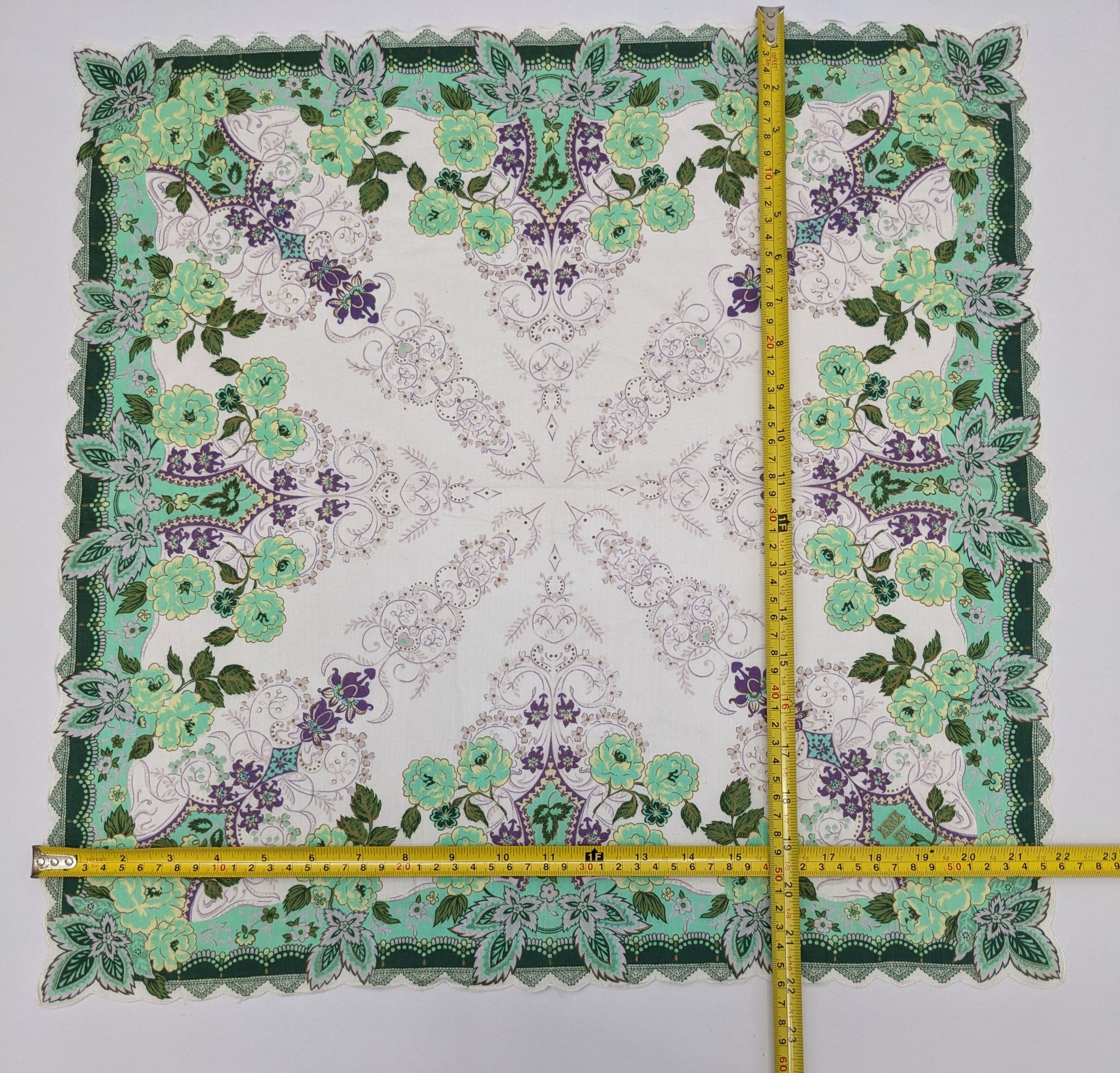 Anna Sui Anna Sui Designer Pocket Square Teal Rose & Gothic Scroll Size ONE SIZE - 4 Thumbnail