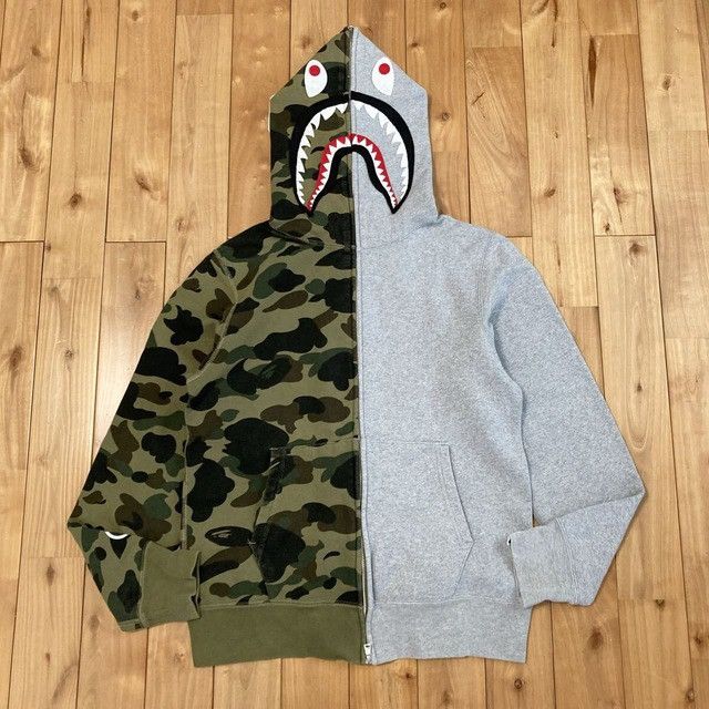 Bape BAPE Gray x 1st camo green Separate Shark Full Zip Hoodie Size US M / EU 48-50 / 2 - 1 Thumbnail