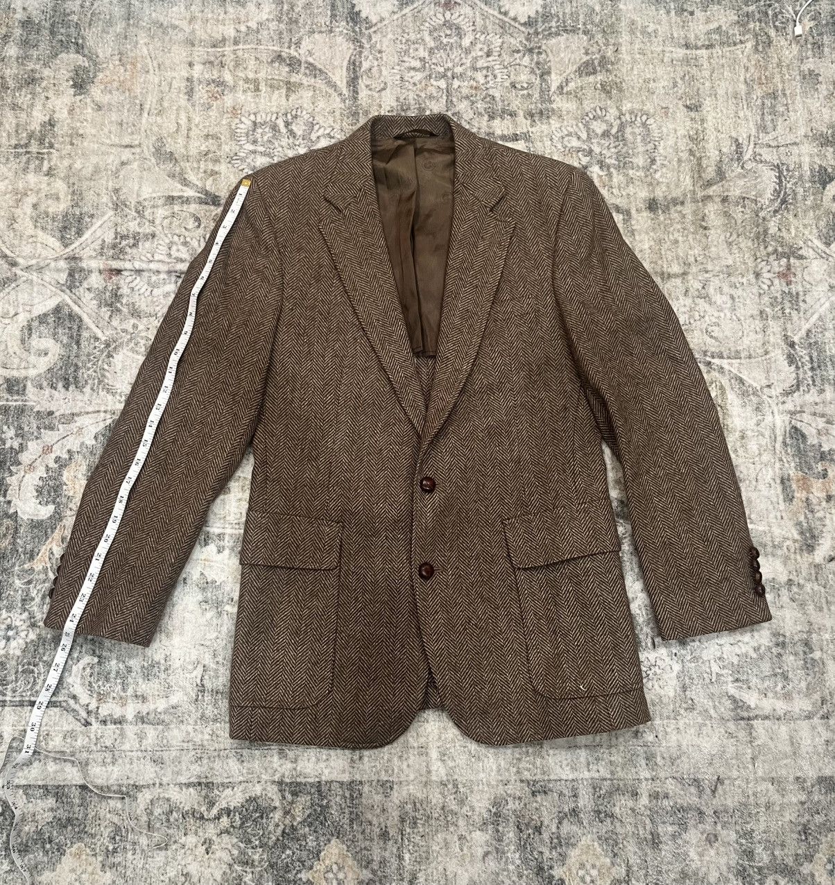 Harris Tweed Vintage 1980s Tweed Blazer, Made in USA Size 40S - 3 Thumbnail
