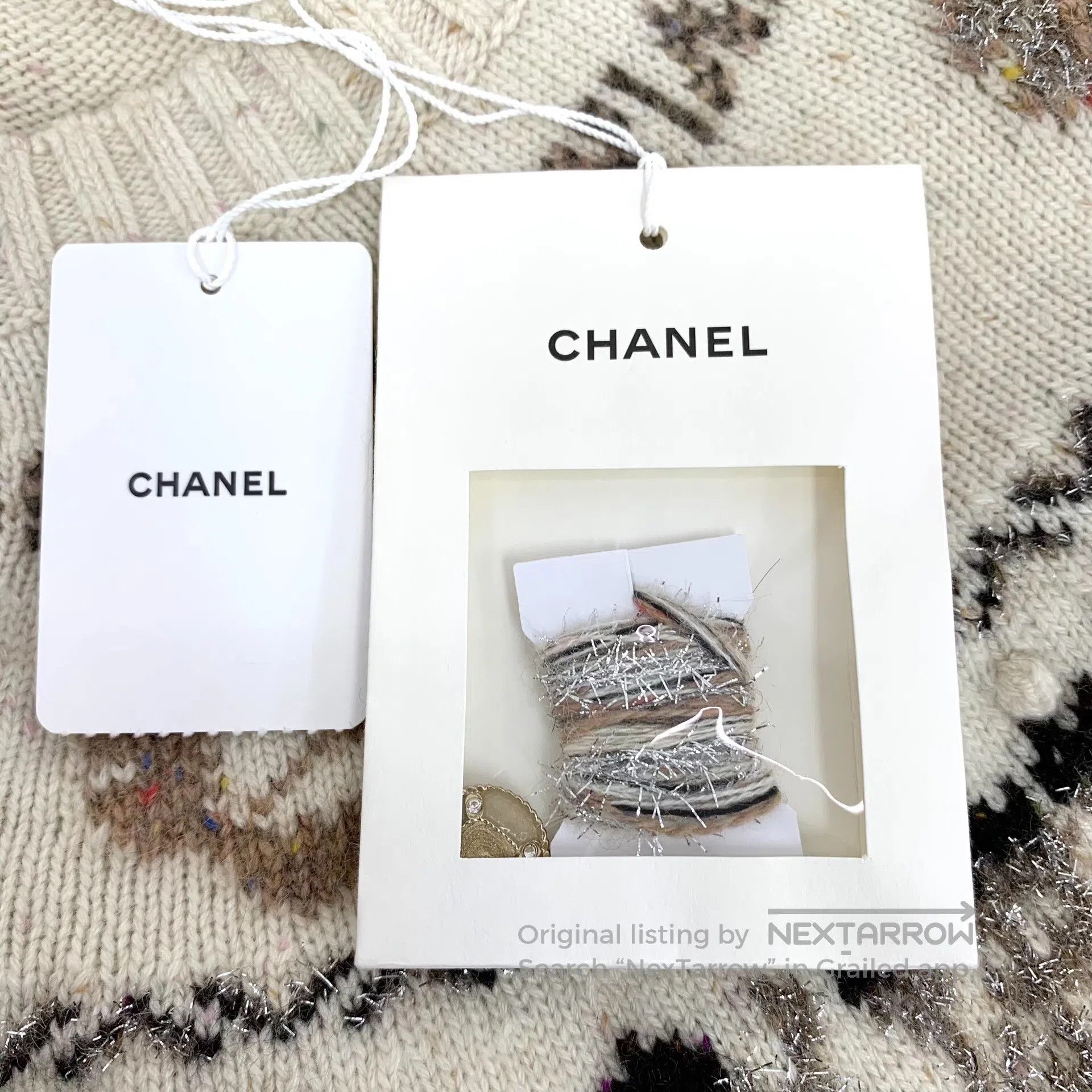 Chanel Chanel Beige Deer Snowflake Inlay Cashmere Round Neck Sing Size S / US 4 / IT 40 - 6 Thumbnail