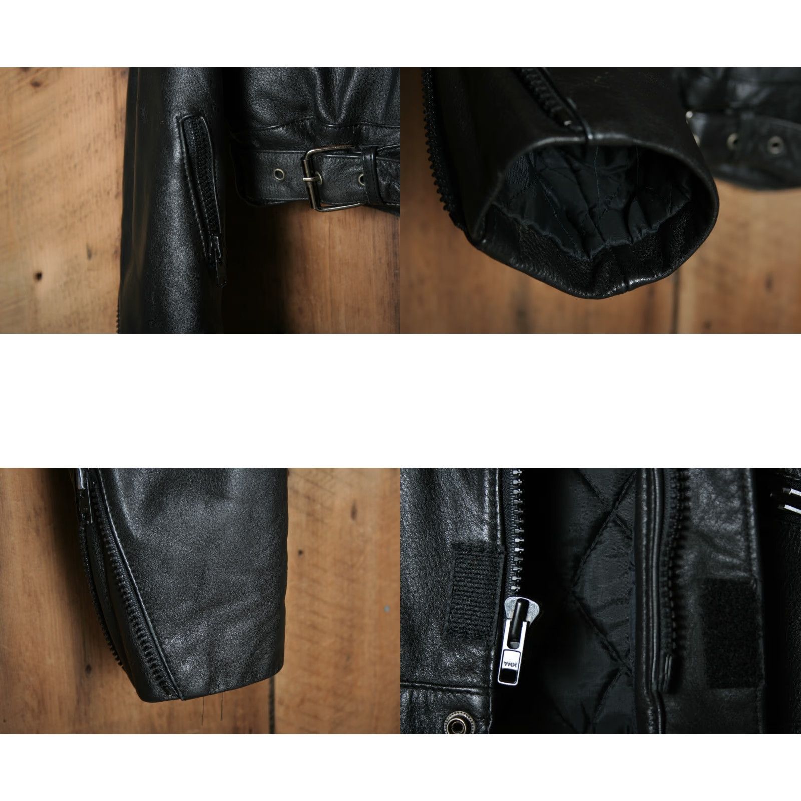 Ben Sherman VINTAGE Bermans Leather Jacket Mens BERMANS Ribbed Stretch Quilt Lined Insulated Zip Sz. 42 Black Motorcycle Jacket Size US XS / EU 42 / 0 - 8 Thumbnail