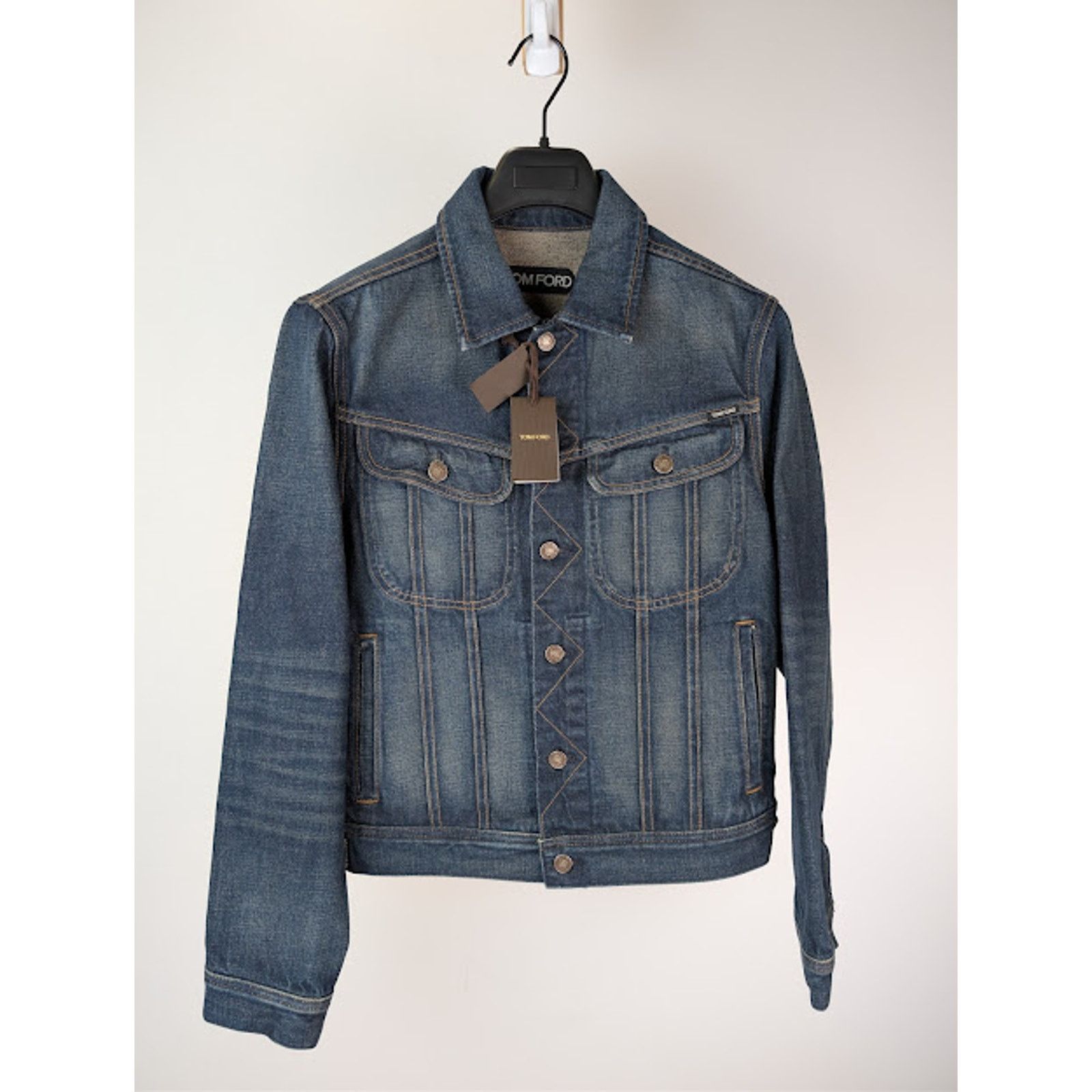 Tom Ford o1rshd1 Iconic Denim Jacket in Strong High / Low Blue Size US XL / EU 56 / 4 - 2 Thumbnail