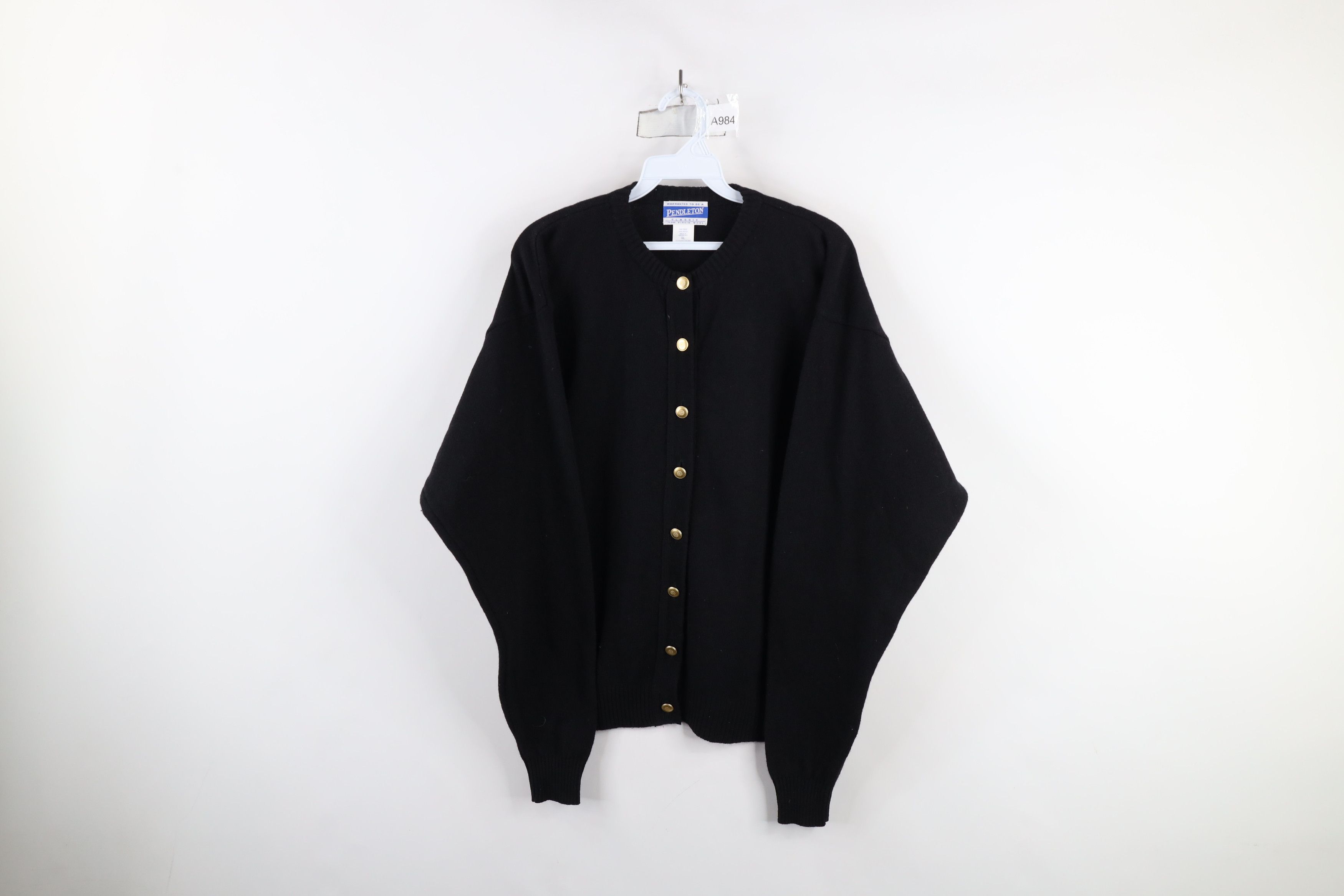 Pendleton × Vintage Vintage 90s Pendleton Knit Button Cardigan Sweater Black Size XL / US 12-14 / IT 48-50 - 1 Thumbnail