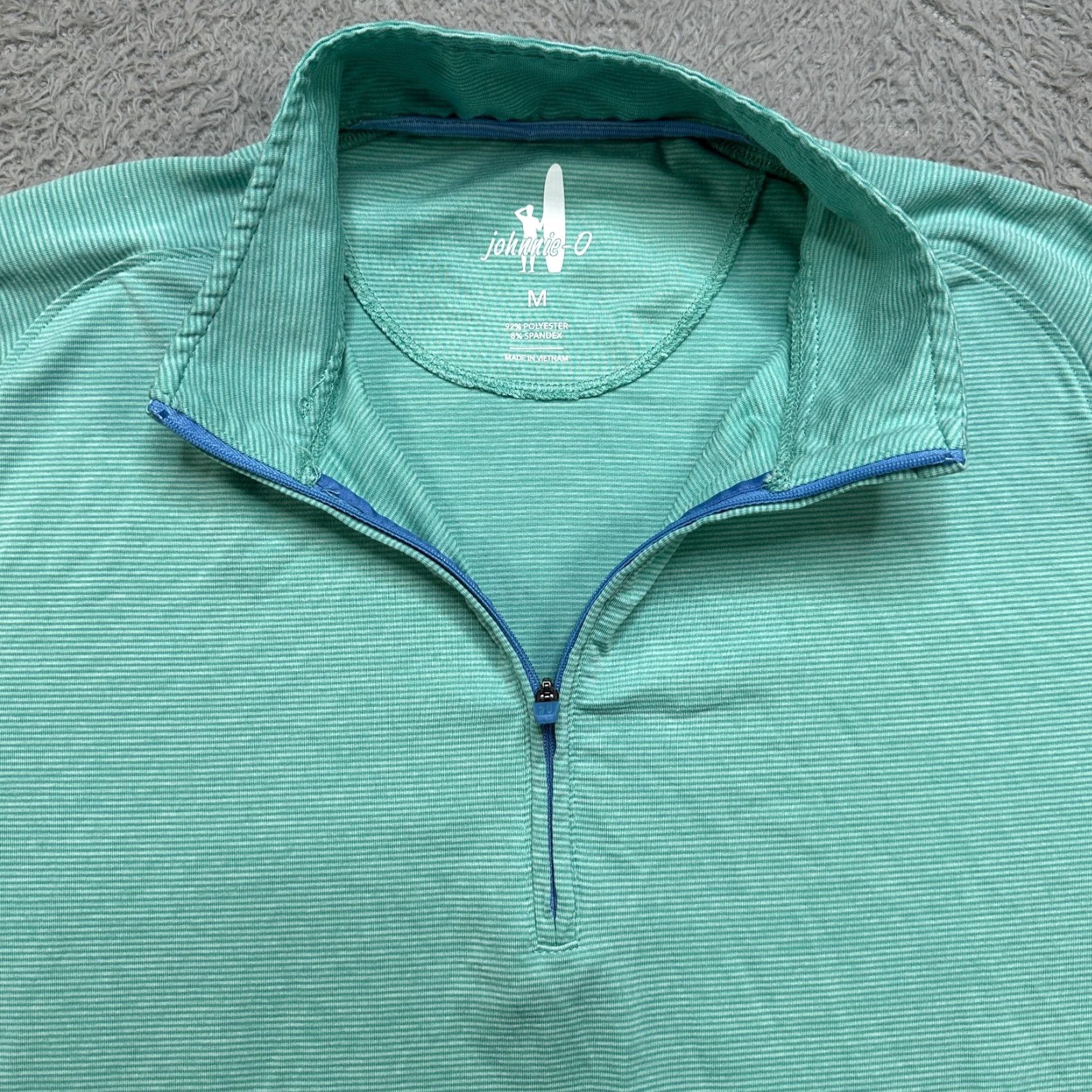 johnnie-O johnnie-O Pullover Mens M Laguna Blue Green 1/4 Zip Performance Golf Shirt Size US M / EU 48-50 / 2 - 4 Thumbnail