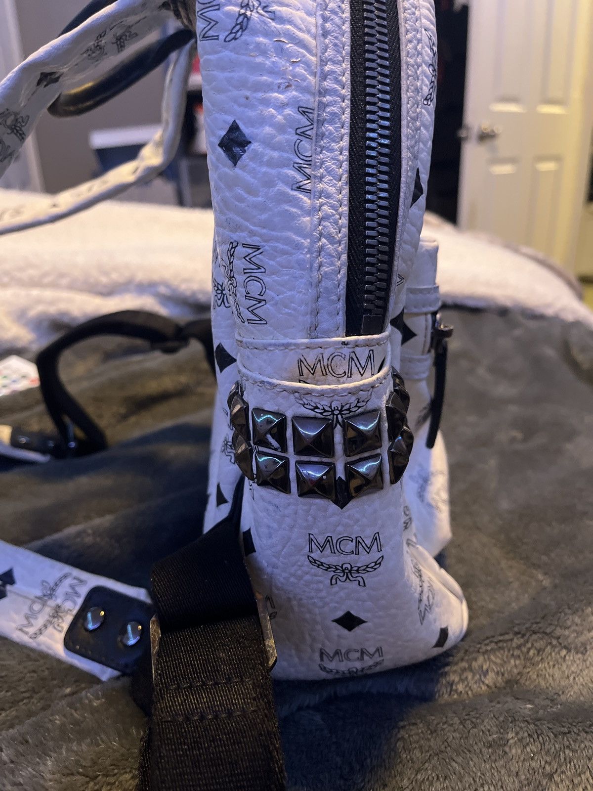 MCM White Mcm studded mini backpack Size ONE SIZE - 9 Thumbnail