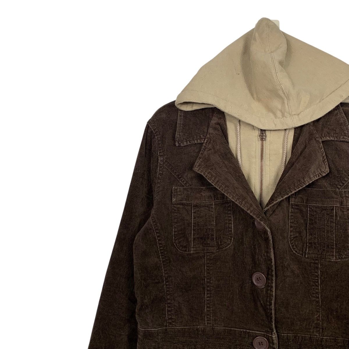 Other NORI Double Layer Hoodie Corduroy Jacket #2411-C108 Size XL / US 12-14 / IT 48-50 - 6 Thumbnail