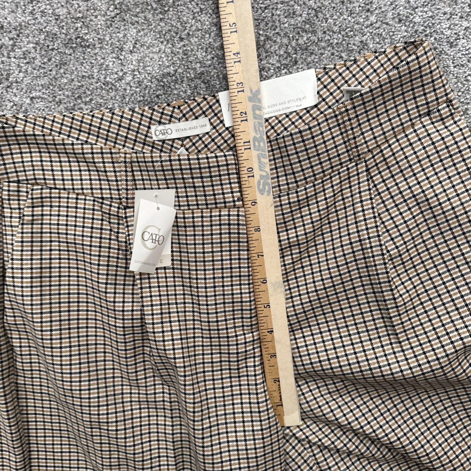 Other Cato Trousers Womens 14P Petite Plaid Dark Academia Pleated Size 36" / US 14 / IT 50 - 7 Thumbnail