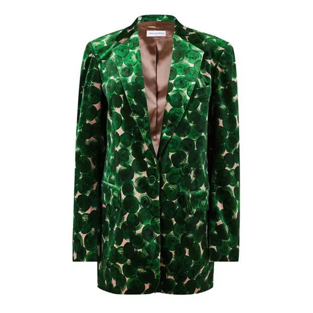 Dries Van Noten o1g2r1mq1024 Polka Dot Single Breasted Blazer in Green Size XS / US 0-2 / IT 36-38 - 1 Thumbnail