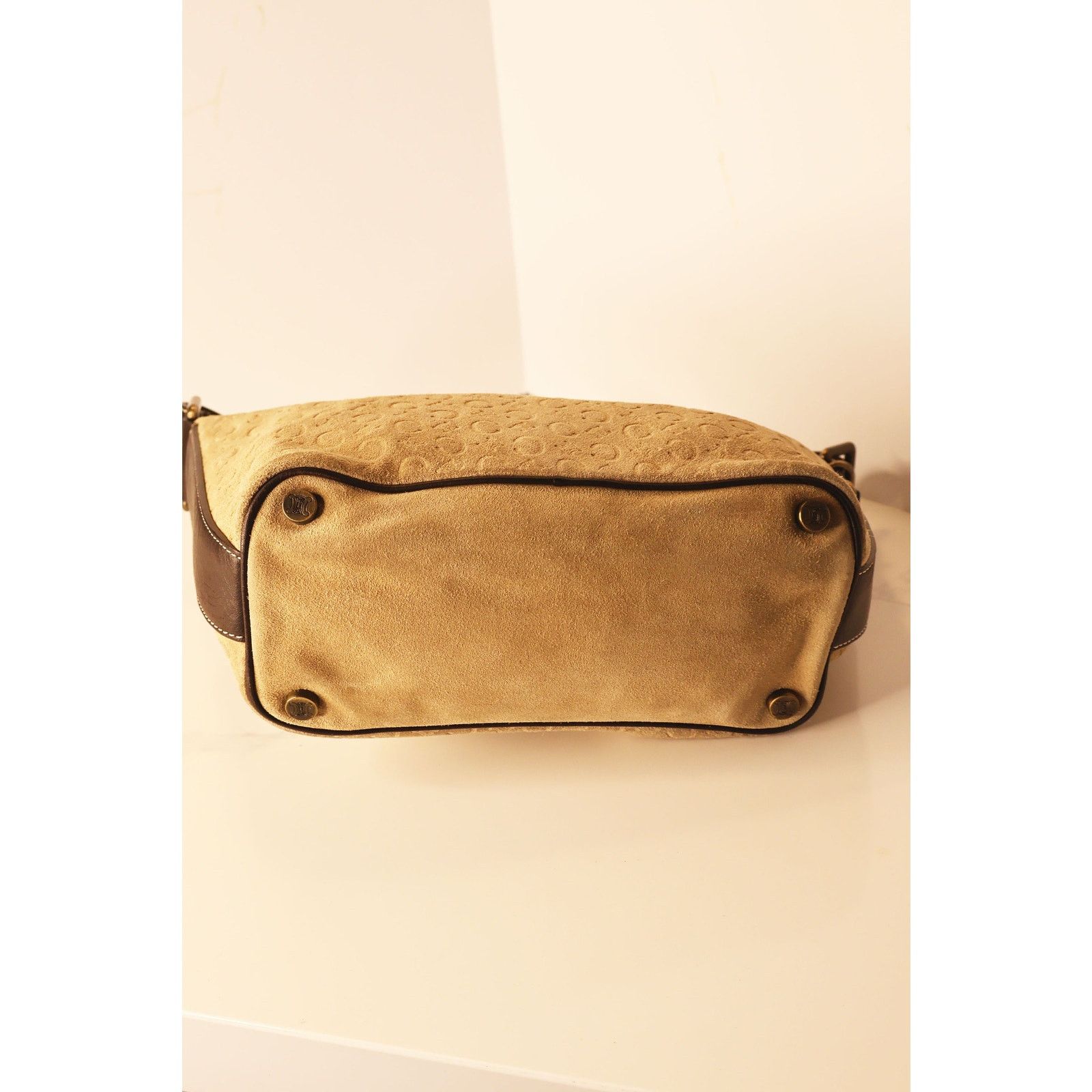 Celine Vintage CELINE Suede Nude Macadam Monogram Bag Size ONE SIZE - 7 Thumbnail
