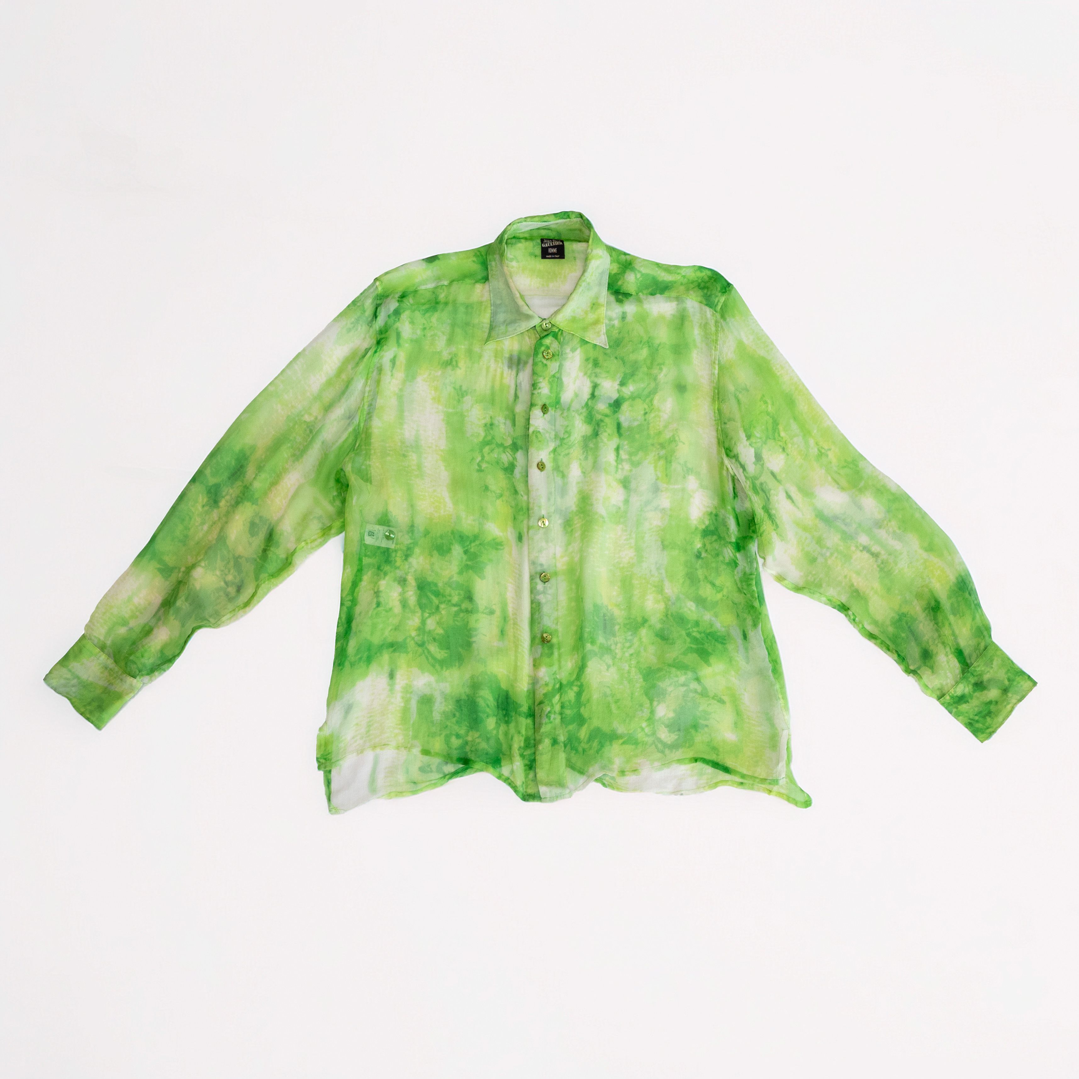 Jean Paul Gaultier Homme Men’s Green Silk Button-Up Shir
