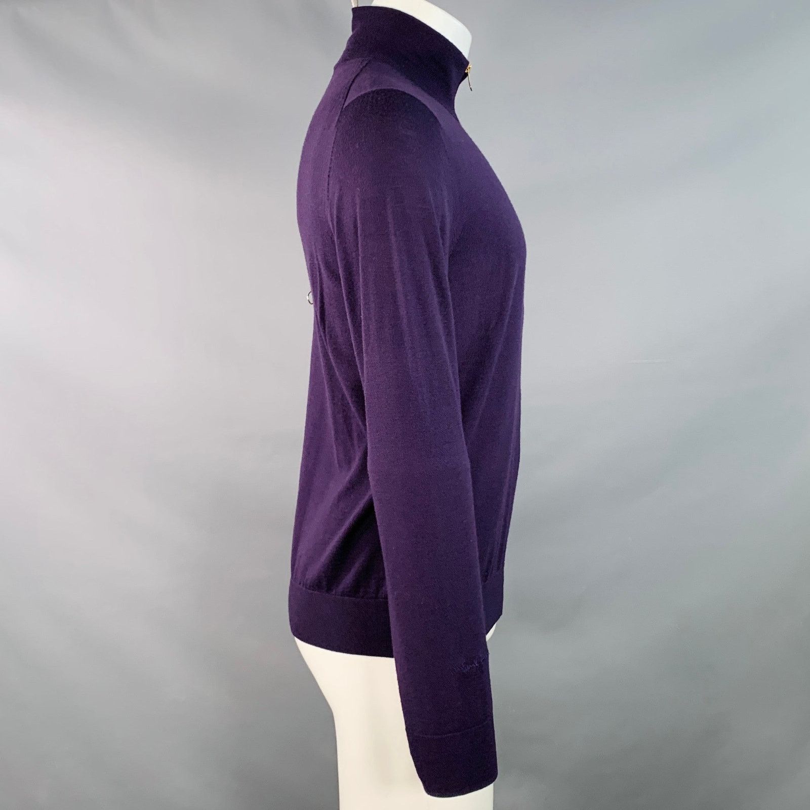 Paul Smith PAUL SMITH Size M Purple Merino Wool Zip Up Cardigan Size US M / EU 48-50 / 2 - 2 Thumbnail