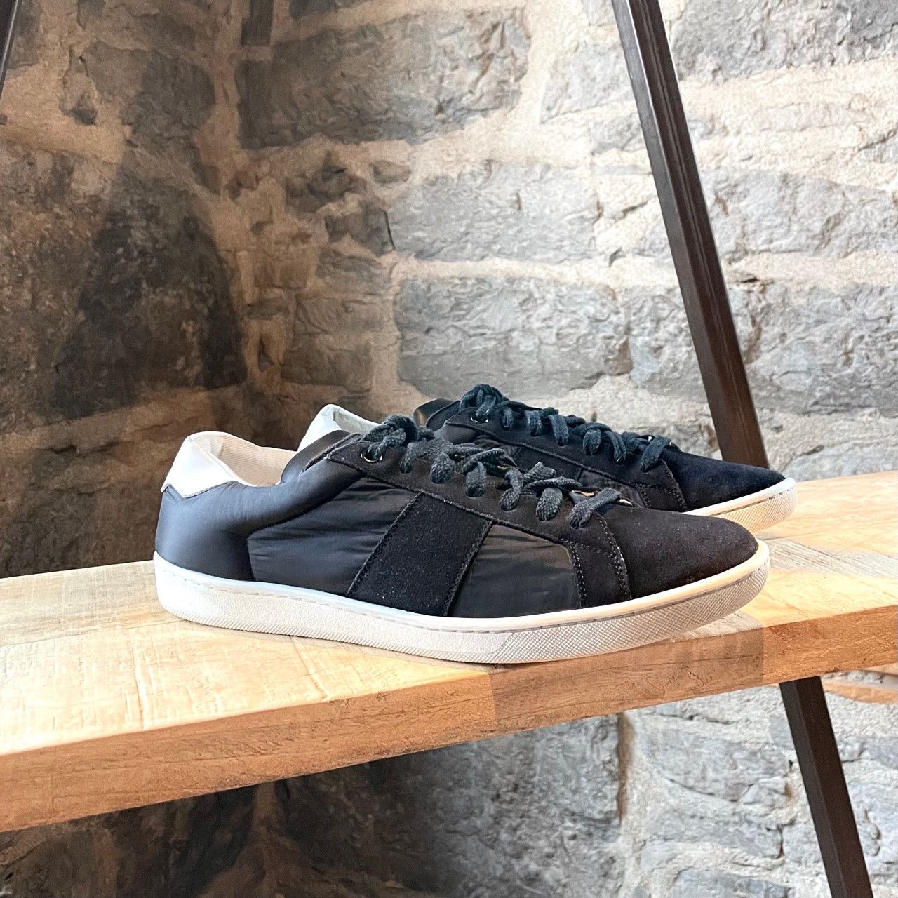 Saint Laurent Paris Saint Laurent Black Suede Nylon Low-top Sneakers Size US 8.5 / EU 41-42 - 1 Thumbnail