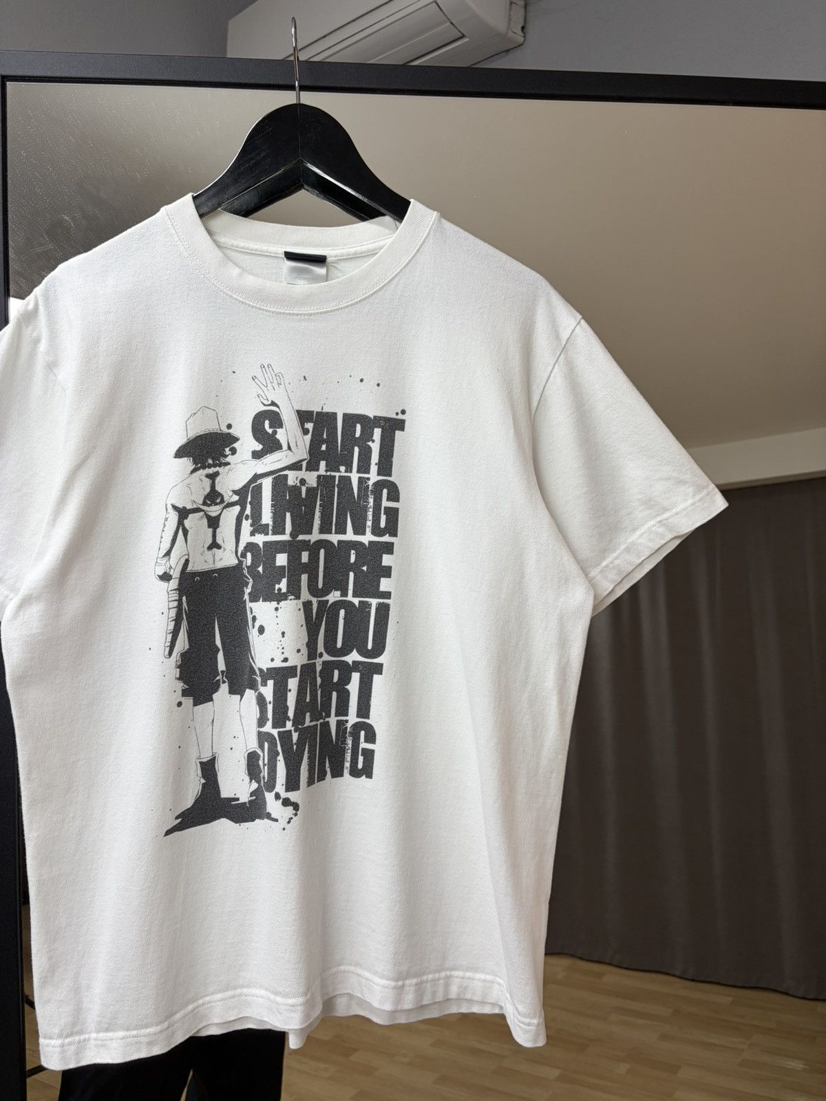 Anime Vintage One Piece Monkey D. Luffy “Start Living Before” Tee Size US L / EU 52-54 / 3 - 6 Thumbnail