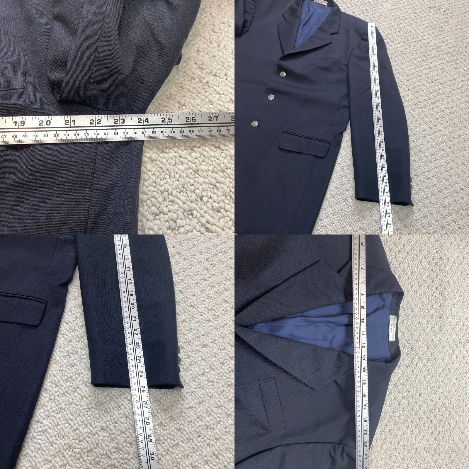 Bob Mackie Bob Mackie Blazer Jacket Mens 48 Blue Solid Pure New Wool Three Button Long Size 48R - 8 Thumbnail
