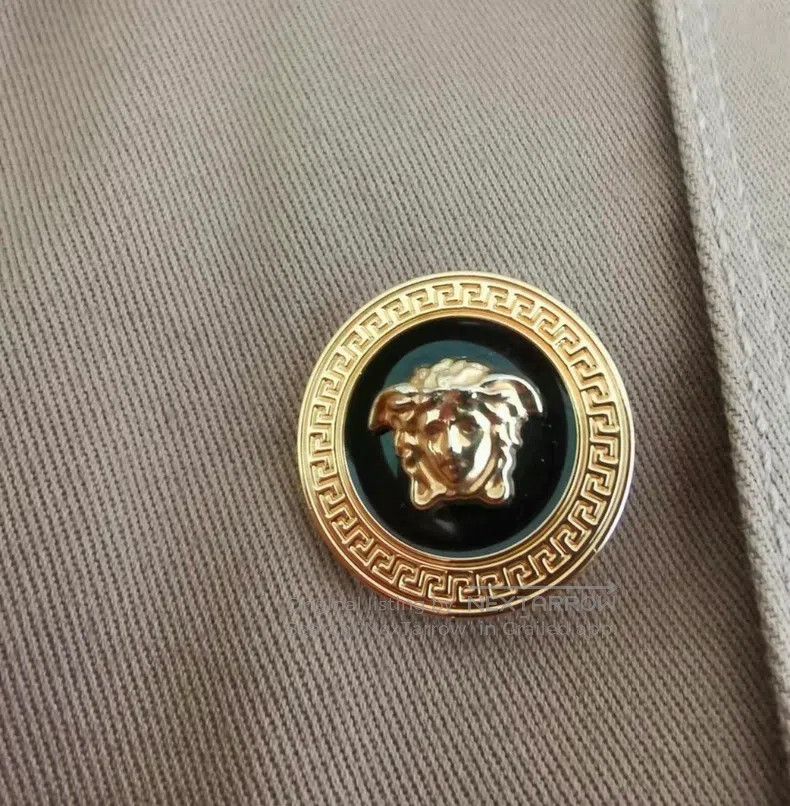Versace Versace Khaki long-sleeved canvas shirt Size US XL / EU 56 / 4 - 5 Thumbnail