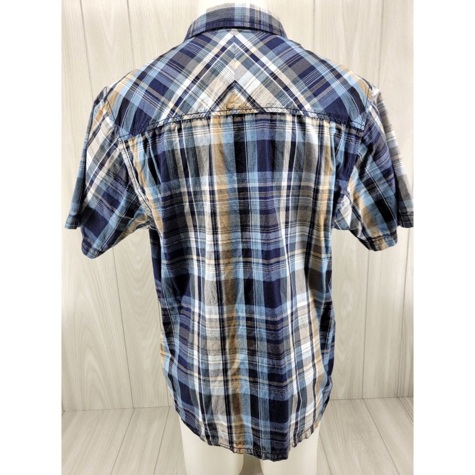 KAVU KAVU Men’s XL Short Sleeve Plaid Pocket Shirt Blue Size US XL / EU 56 / 4 - 7 Thumbnail