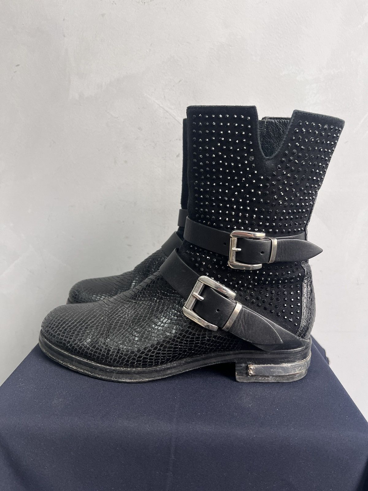 Hedi Slimane Black Studded Biker harley davidson Boots Leather Y2K Size US 7.5 / EU 40-41 - 1 Thumbnail