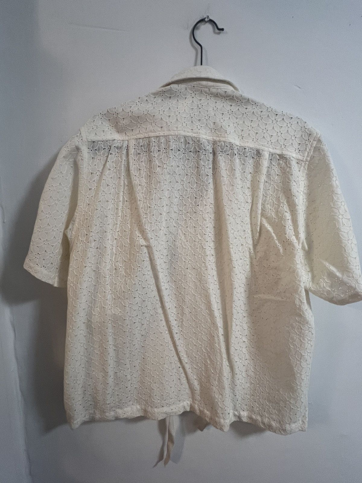 Paratodo Paratodo Short Sleeve White Crochet Button Up Size US M / EU 48-50 / 2 - 2 Thumbnail