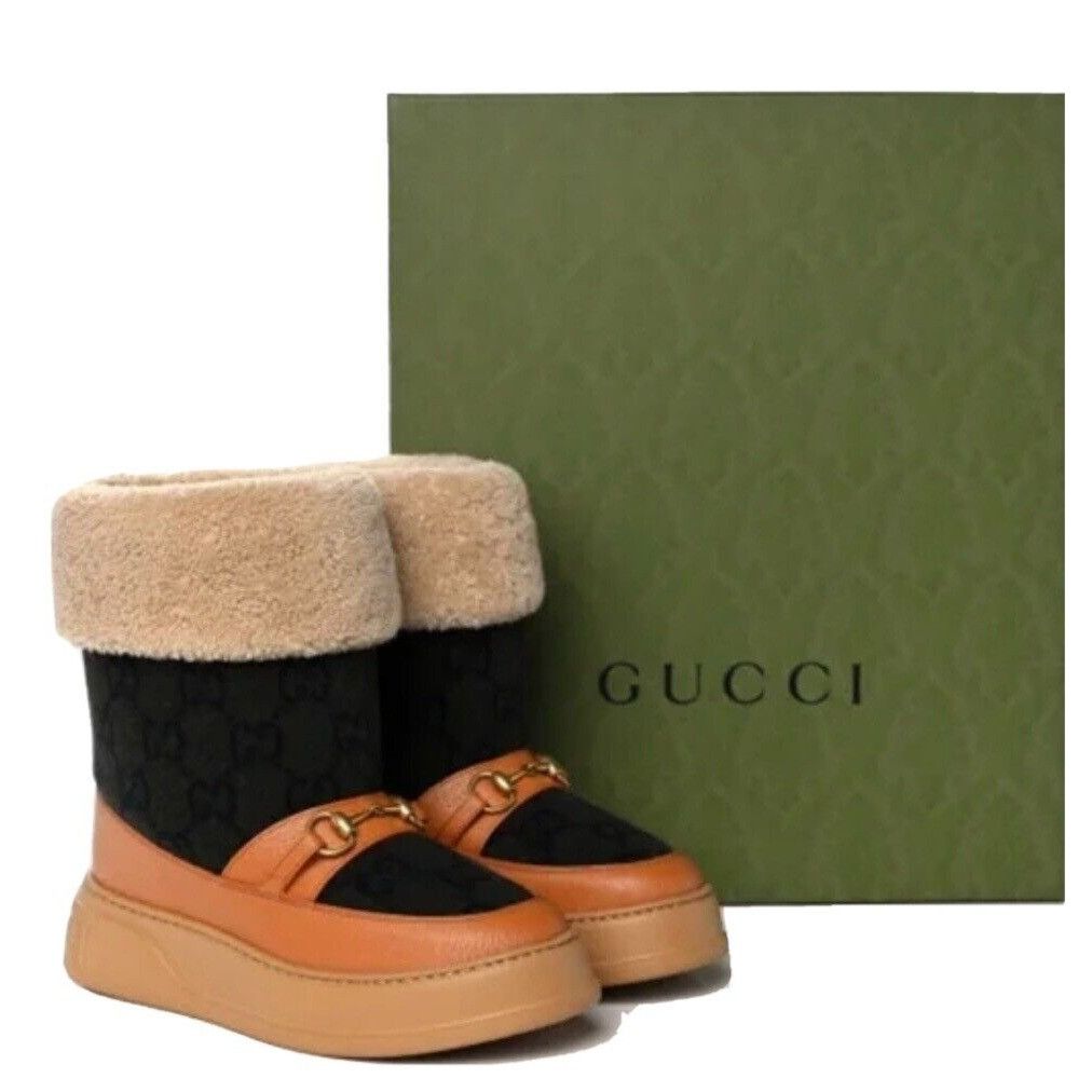 Gucci Gucci Interlocking GG Wool Monogram Shearling Boots Size 39+ Size US 9.5 / IT 39.5 - 1 Thumbnail