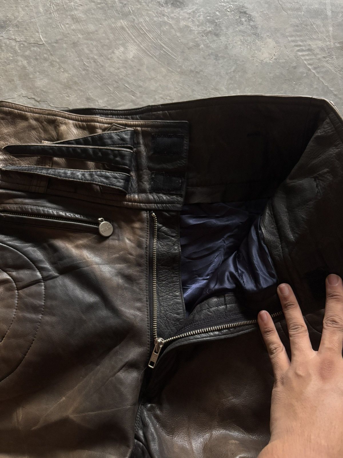 Japanese Brand KOMINE LEATHER PANT MOTORSPORT SUPER SICK FADED PATINA Size US 32 / EU 48 - 7 Thumbnail