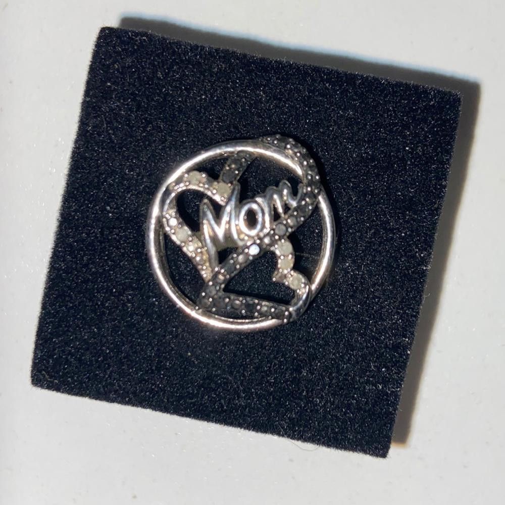 Designer Silver MOM Pendant W/ Cubic Zirconia & Black Onyx Size ONE SIZE - 1 Thumbnail